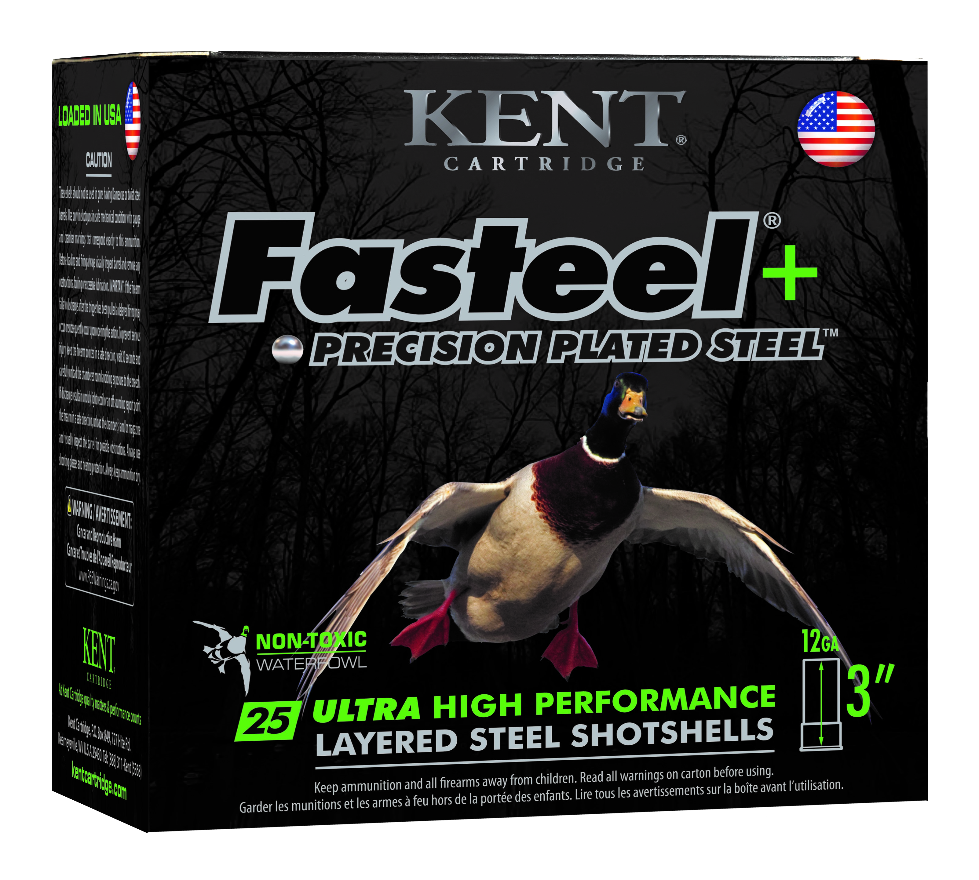 Kent Cartridge K123FSP36BBX2 Fasteel 2.0 Waterfowl 12 Gauge 3" 1 1/4 oz BB Shot 25 Per Box/ 10 Cs