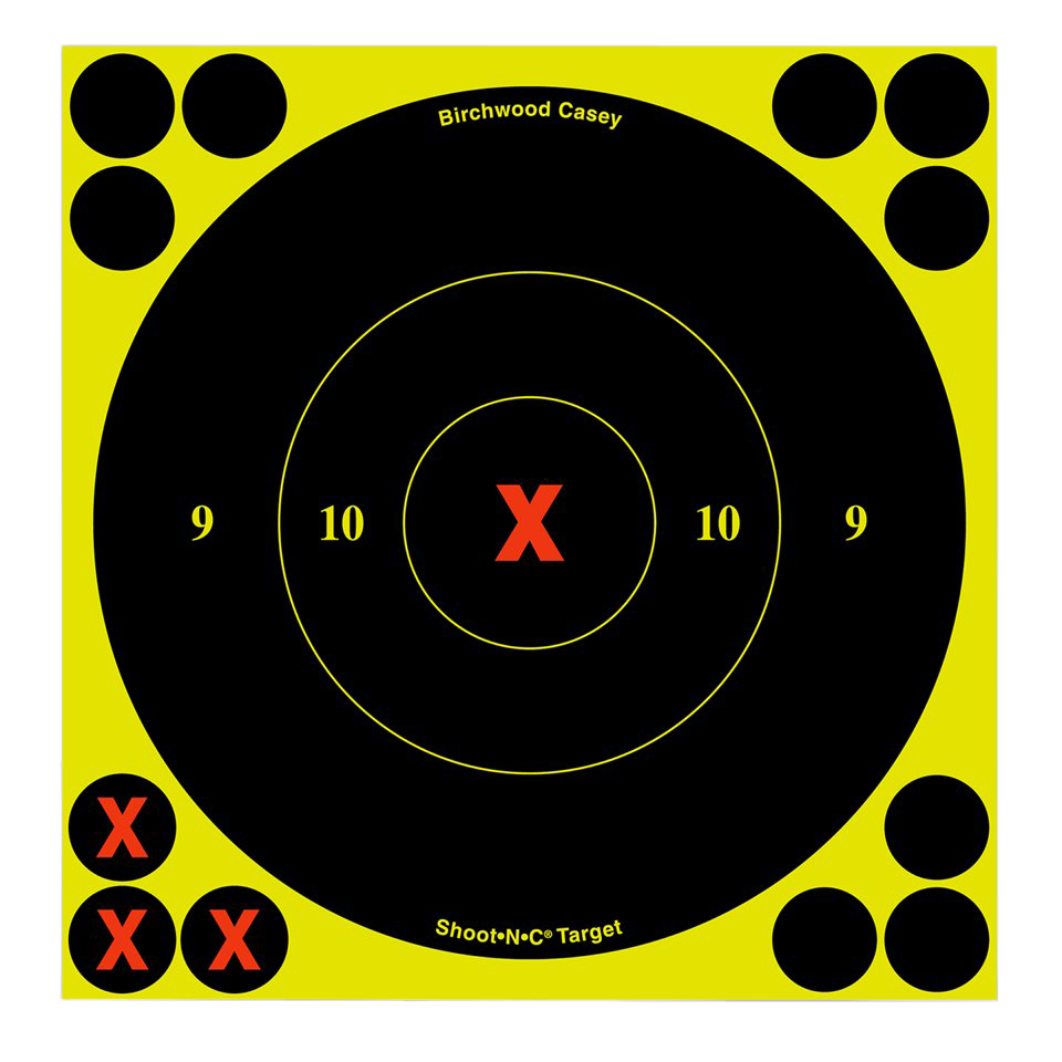 Birchwood Casey 34560 Shoot-N-CSelf-Adhesive Paper Air Rifle/Centerfire Rifle/Rimfire Rifle Black/Yellow 6" X-Bullseye Includes Pasters 60 Per Pkg