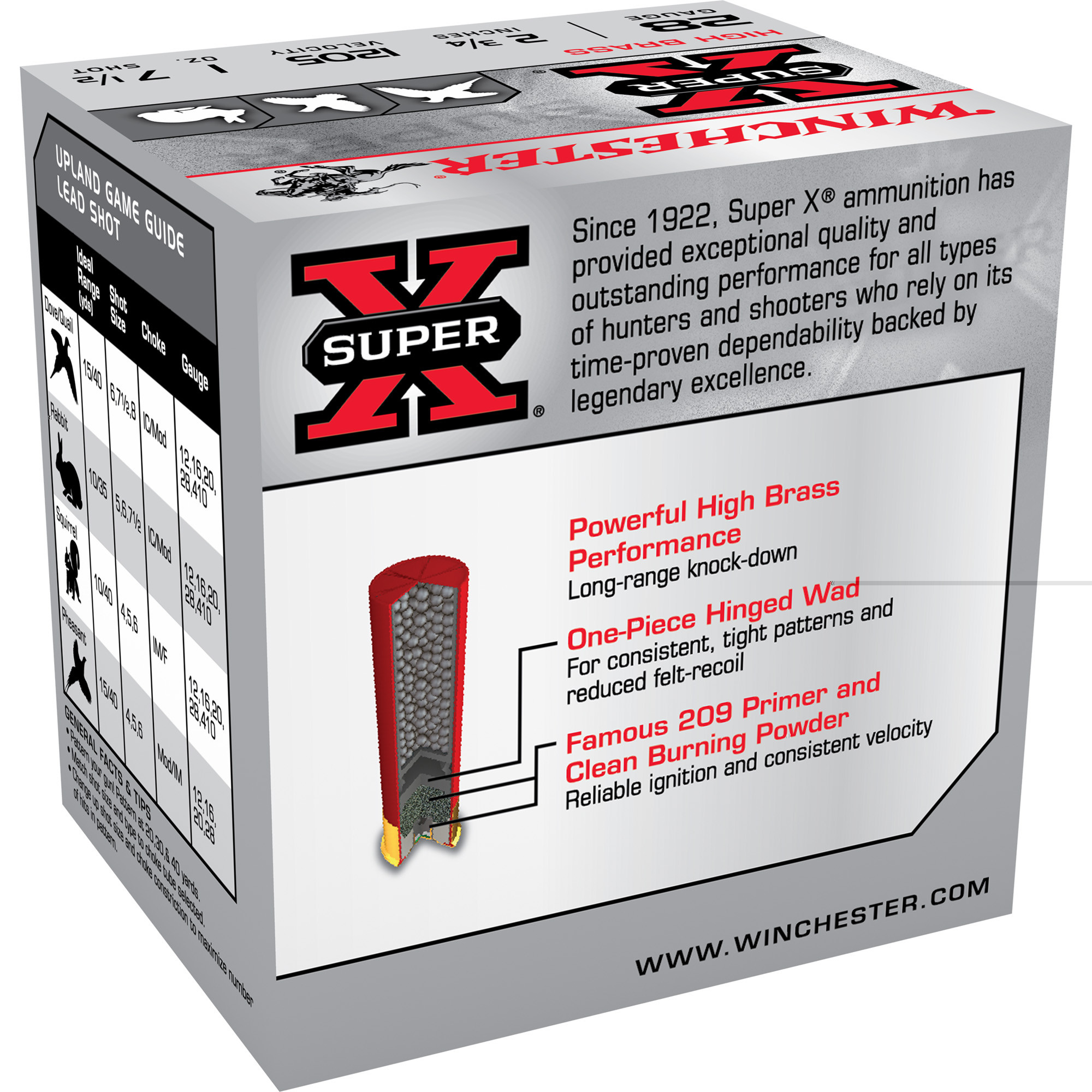 Winchester Super-X High Brass Ammunition 28 Gauge 2-3/4" 1 oz #7-1/2 Shot Box of 25