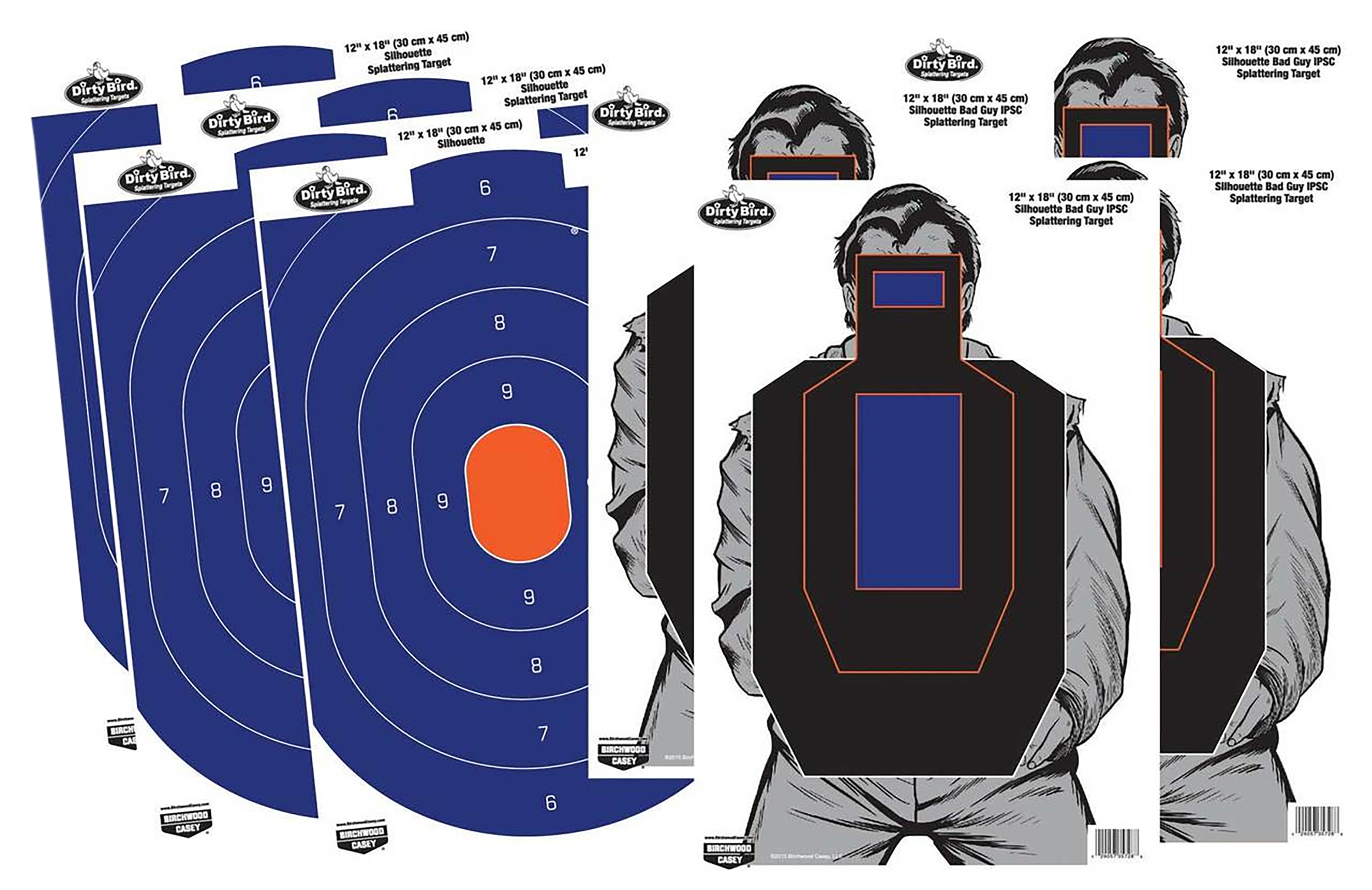 Birchwood Casey 35735 Dirty Bird Combo Pack Silhouette Paper Target 12" x 18" 8 Per Pkg