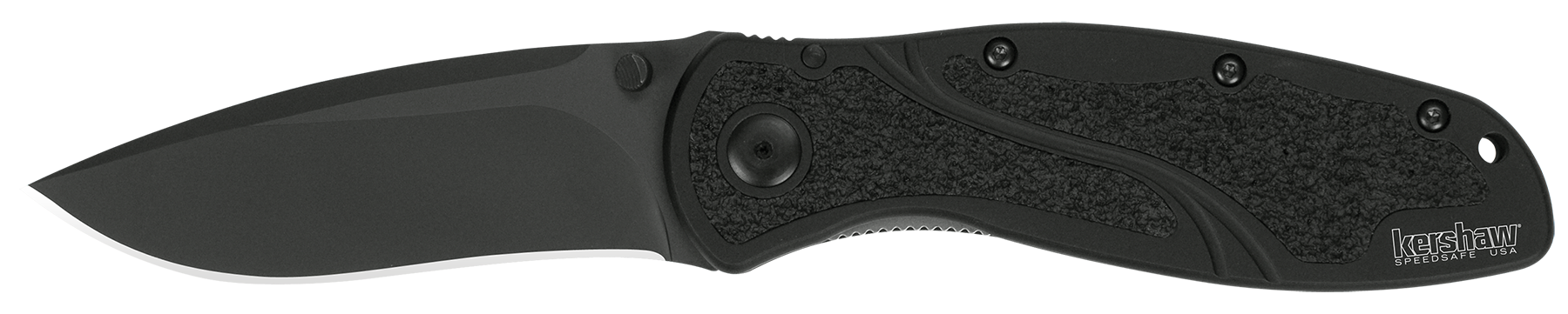 Kershaw 1670BLK Blur3.40" Folding Drop Point w/Recurve Plain Black DLC 14C28N Steel Blade Black Anodized Aluminum Handle Includes Pocket Clip