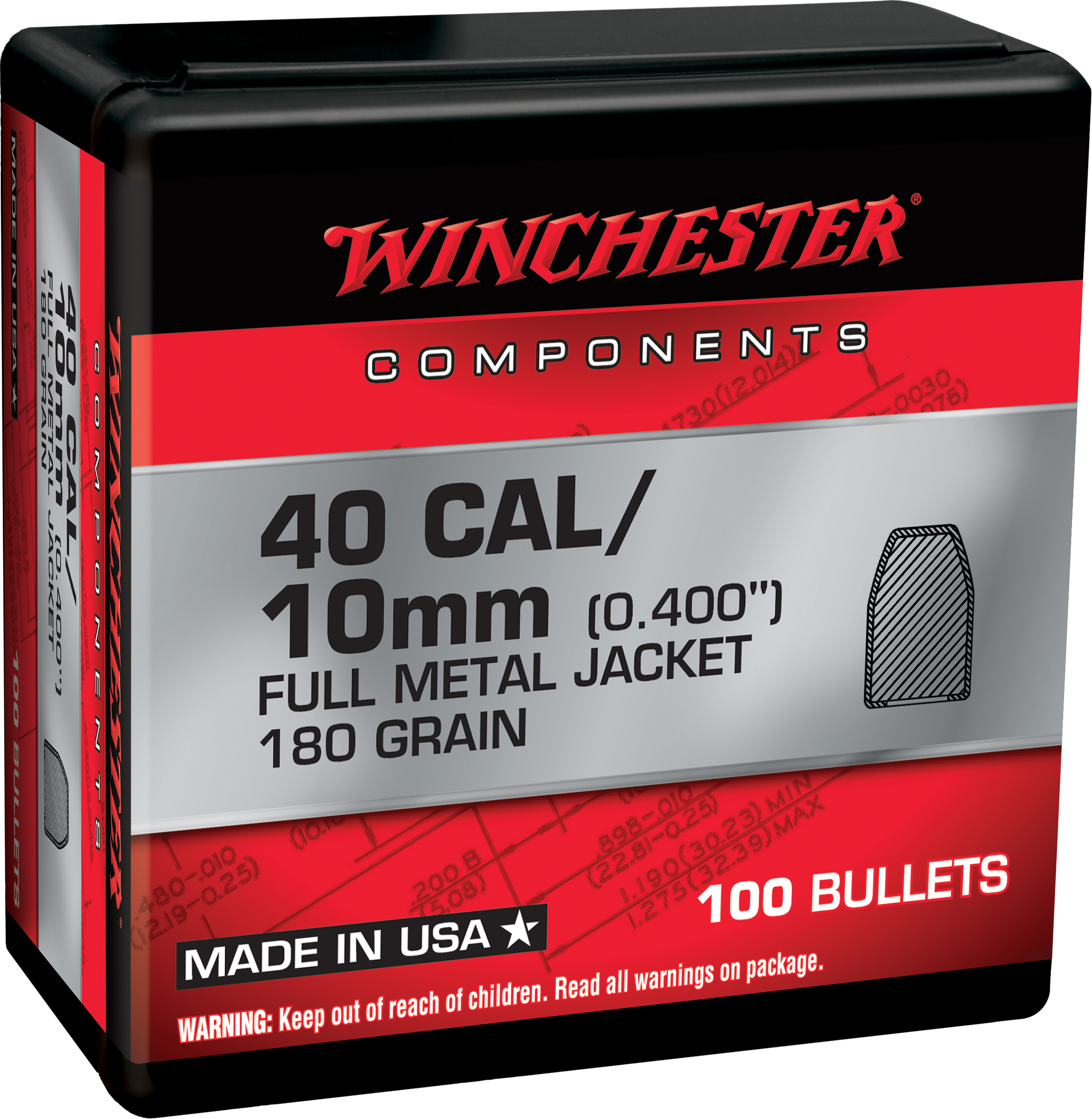 Winchester AmmoCenterfire Handgun Reloading 45 Cal .451 230 gr Jacketed Hollow Point (JHP) 500 Per Box