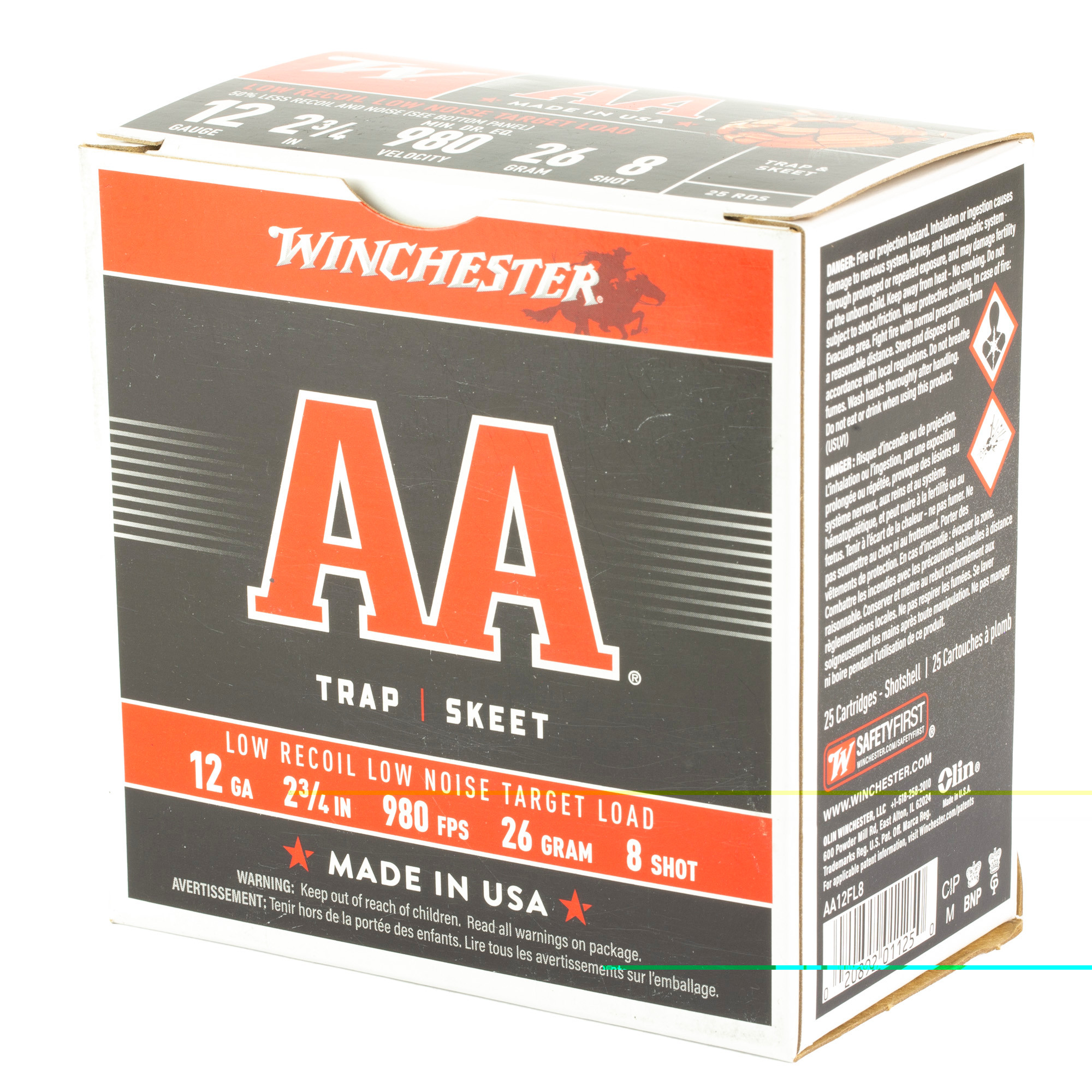 Winchester Ammo AA12FL8 AA Low Recoil 12 Gauge 2.75" 26 Gram 980 fps 8 Shot 25ea
