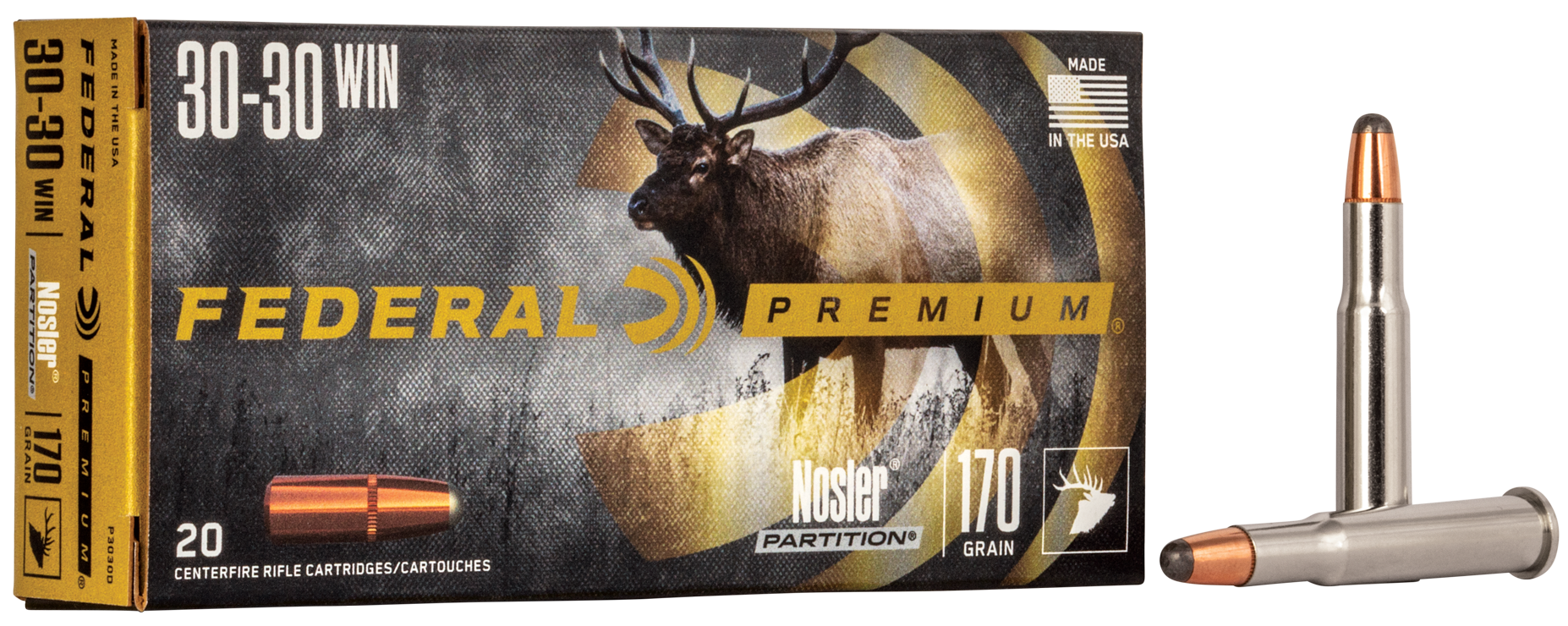 Federal Premium Ammunition 30-30 Winchester 170 Grain Nosler Partition 20RD