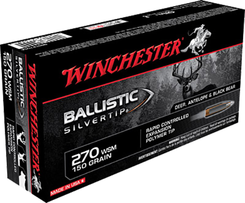 Winchester Ballistic Silvertip Ammunition 270 Winchester Short Magnum (WSM) 150 Grain Rapid Controlled Expansion Polymer Tip 20RD
