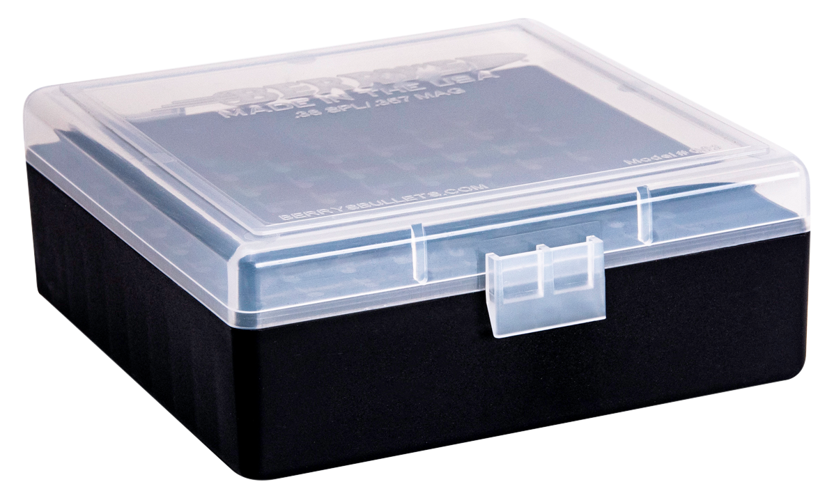 Berrys 15382 003 Ammo Box 38 Special,357 Mag 100rd Clear Lid w/Black Bottom