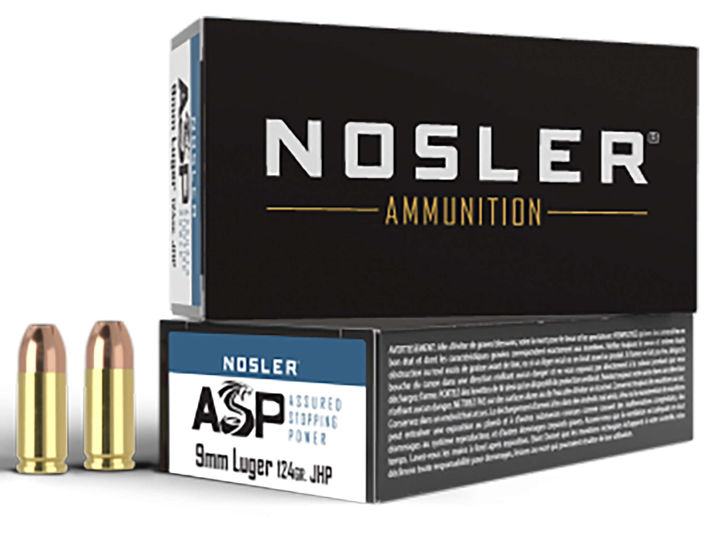 Nosler ASP Ammunition 9mm Luger 124 Grain Jacketed Hollow Point
