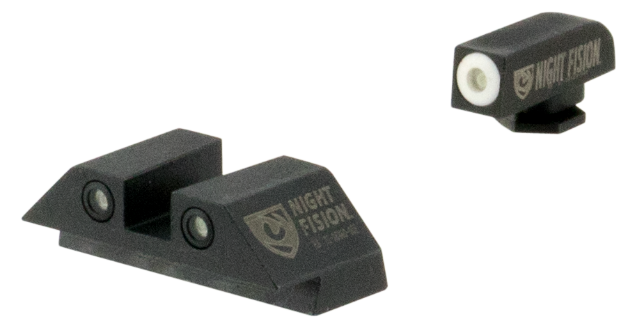 Night Fision GLK001003WGW Tritium Night Sights For GlockBlack | Green Tritium White Ring Front Sight Green Tritium White Ring Rear Sight