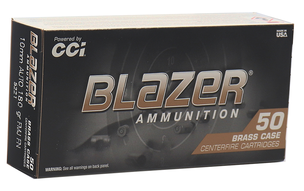 Blazer Brass Ammunition 10mm Auto 180 Grain Full Metal Jacket Flat Nose