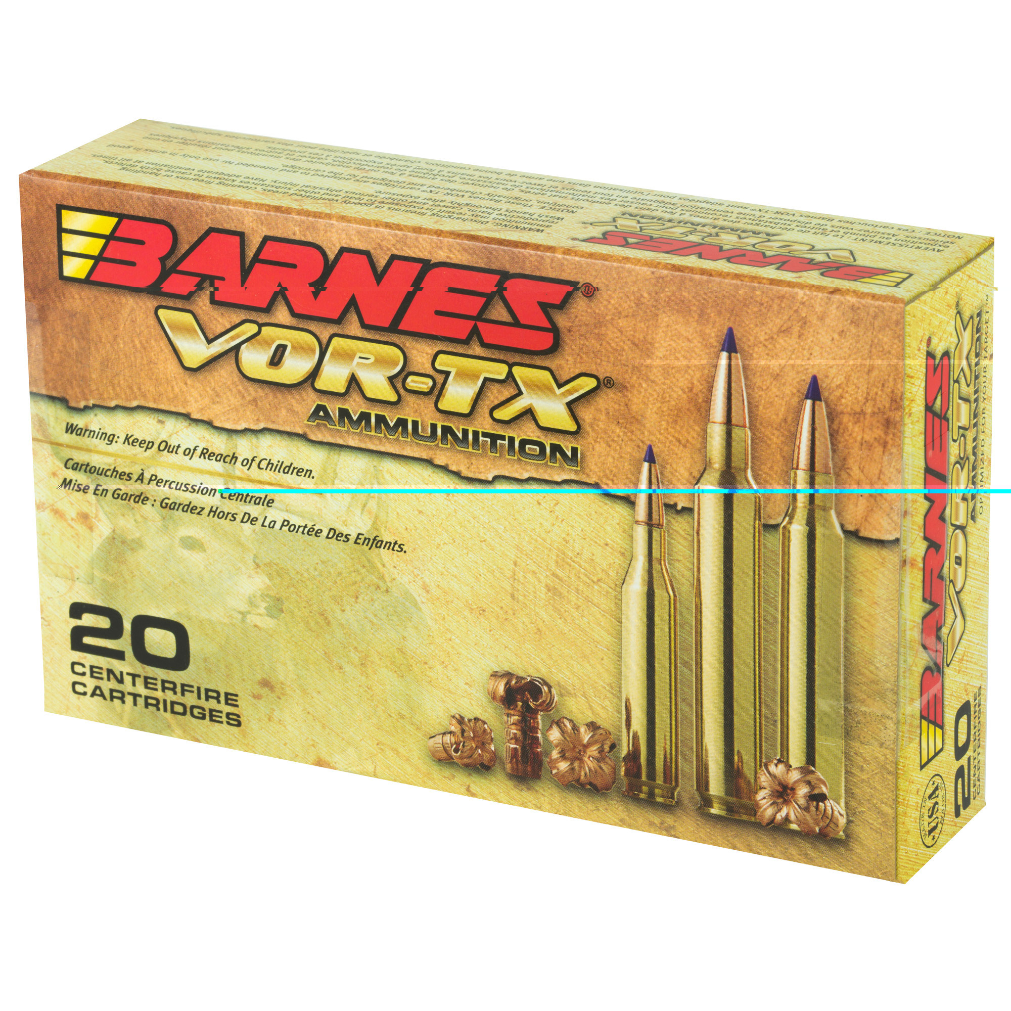 Barnes VOR-TX Ammunition 35 Whelen 180 Grain TTSX Polymer Tipped Spitzer Flat Base Lead-Free 20RD