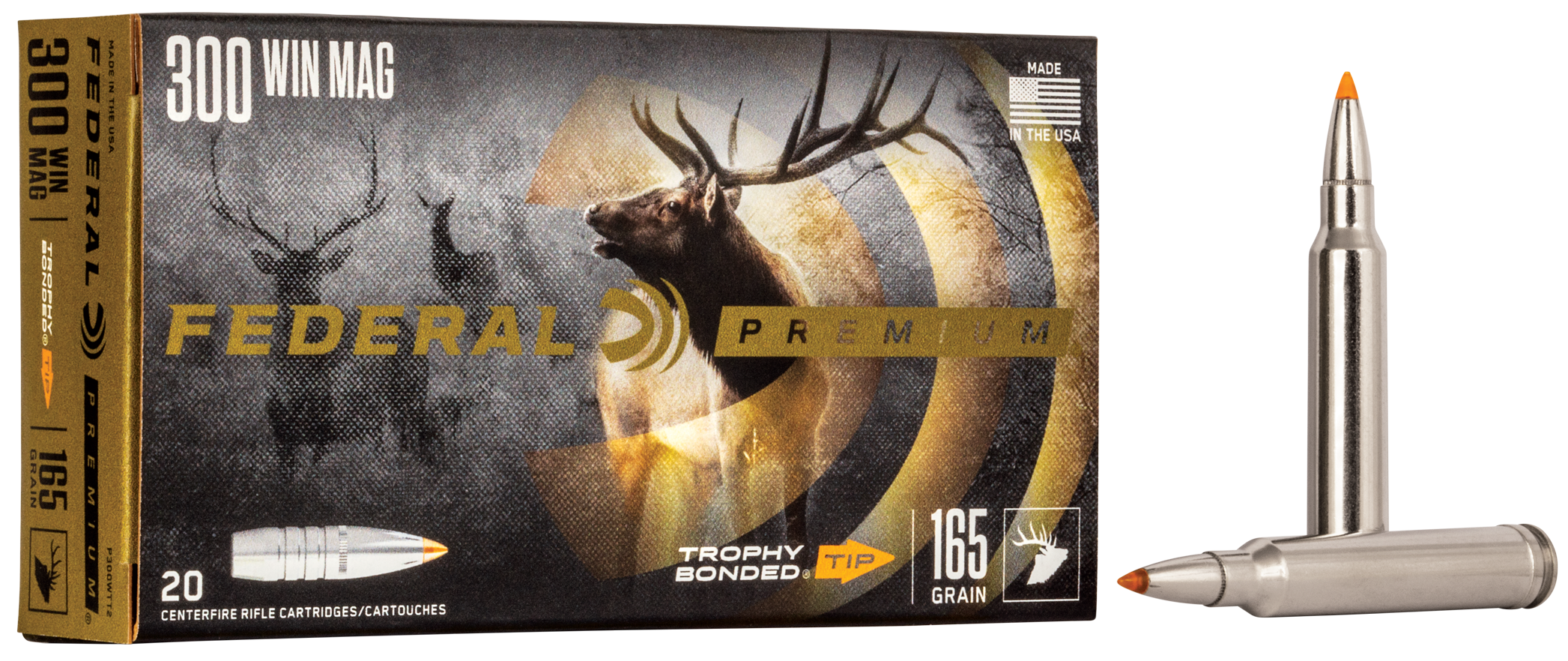 Federal P300WTT2 Premium Hunting 300 Win Mag 165 gr Trophy Bonded Tip 20 Per Box/ 10 Cs