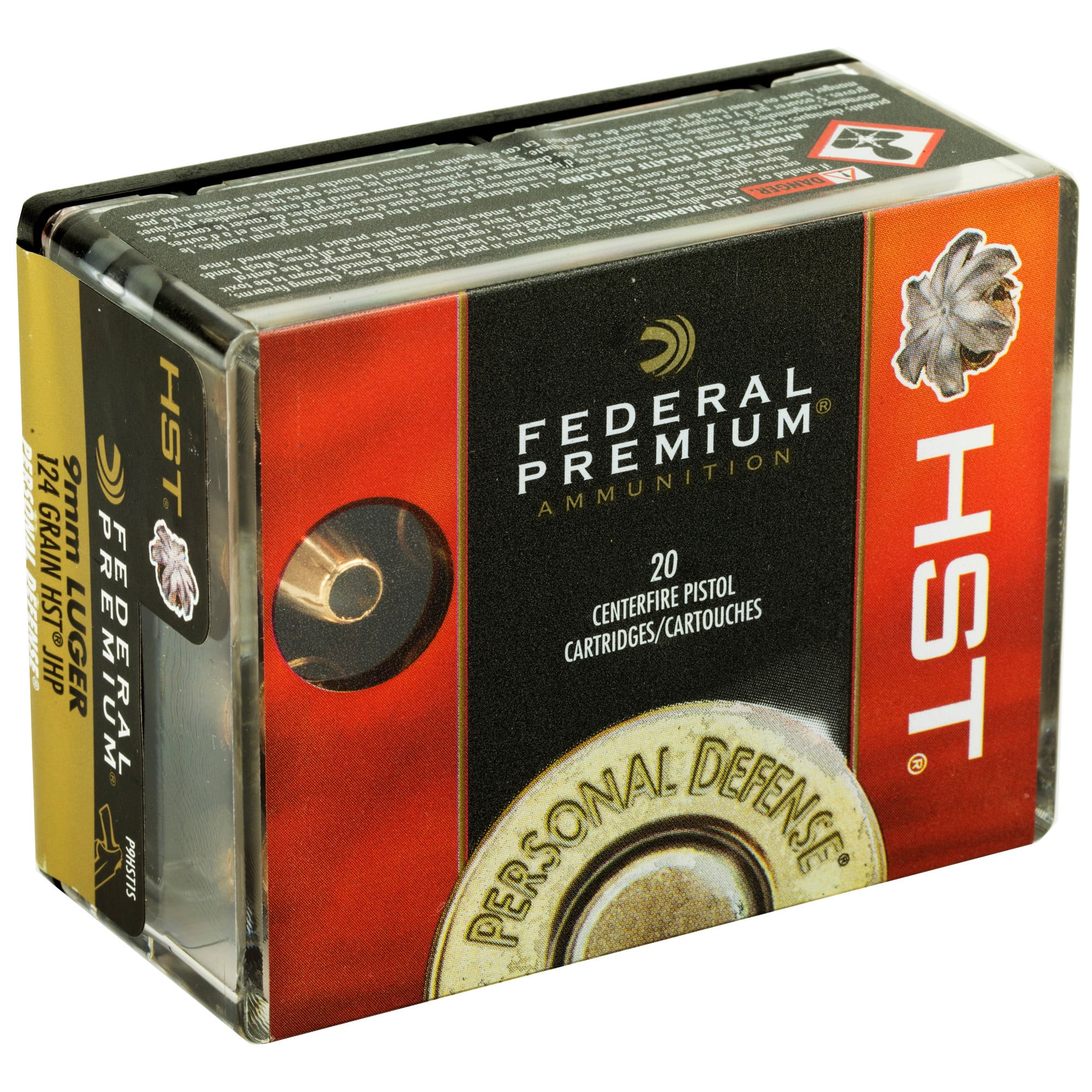 Federal Premium Personal Defense Ammunition 9mm Luger 124 Grain HST Jacketed Hollow Point 20RD