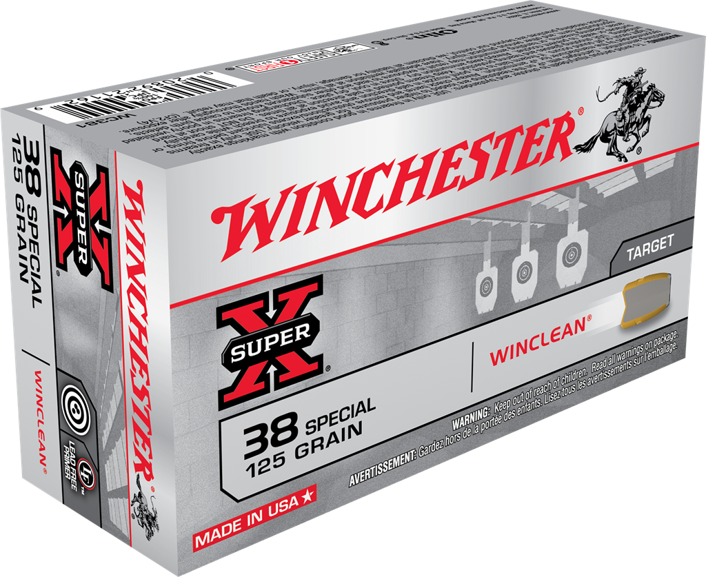 Winchester Ammo WC381 Super X Target 38 Special 125 gr Winclean Brass Enclosed Base 50rd Bx