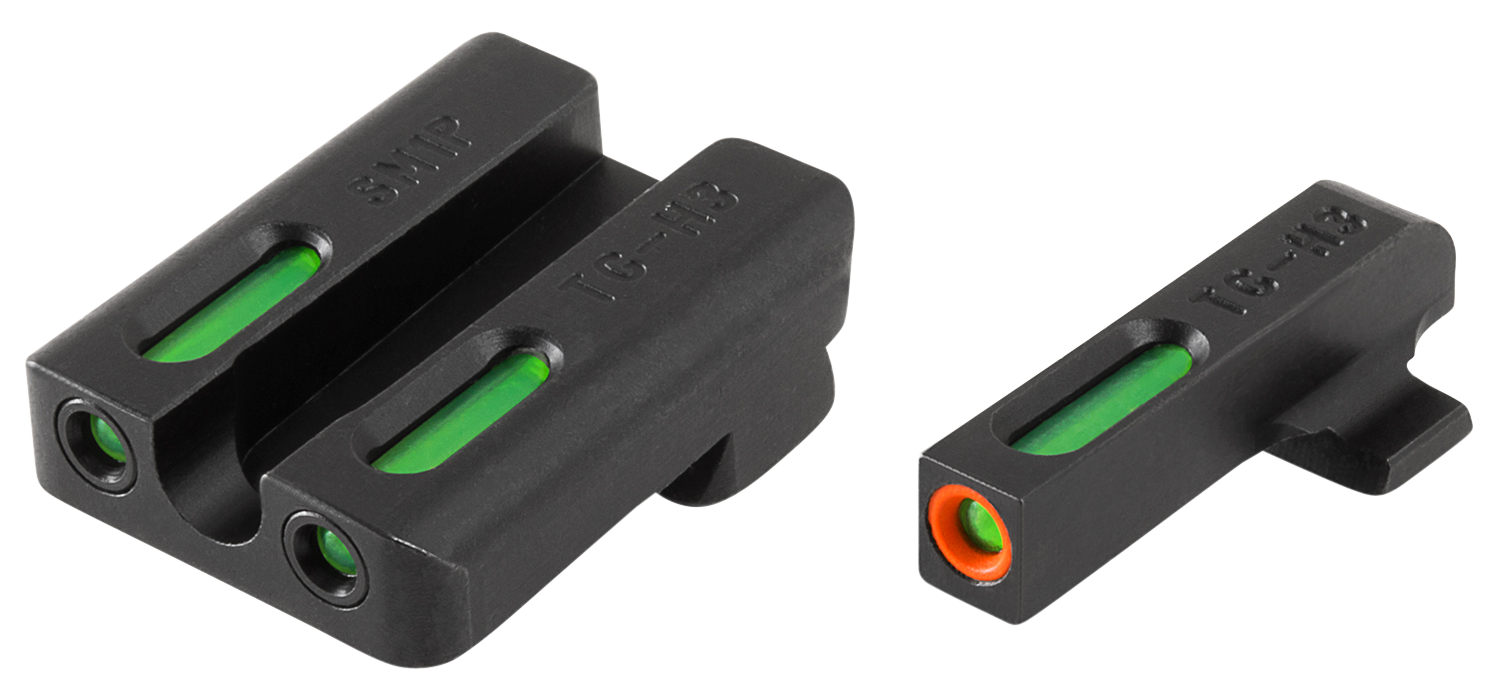 TruGlo TG13SM1PC TFX ProBlack | Green Tritium & Fiber Optic Orange Outline Front Sight Green Tritium & Fiber Optic Rear Sight