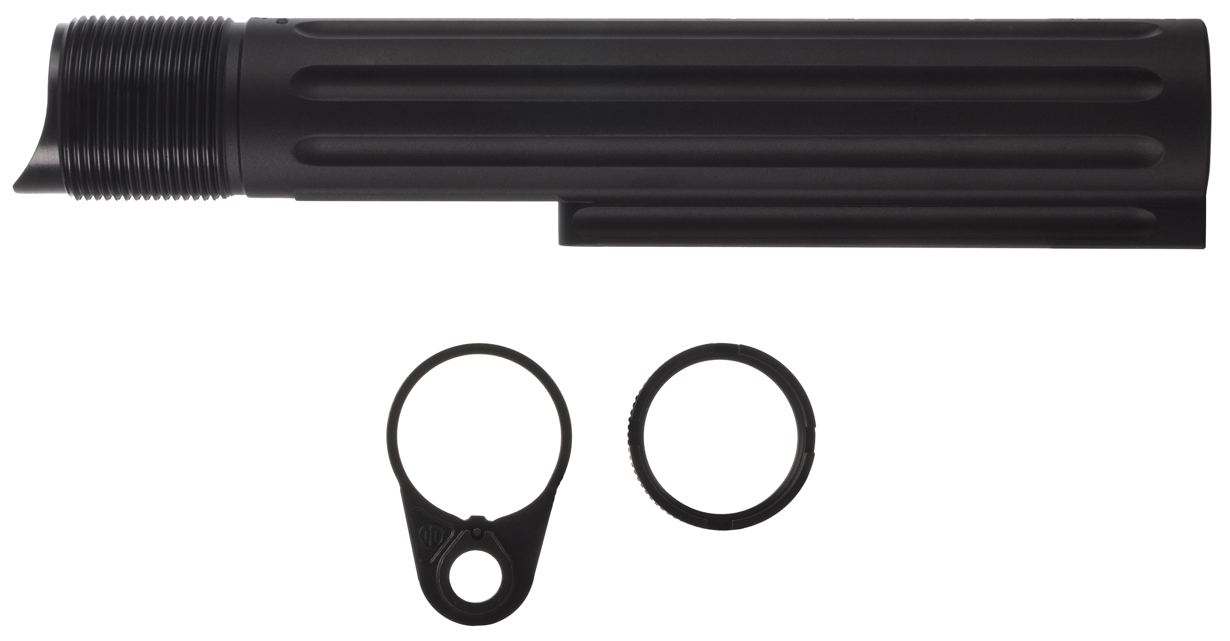 PWS Enhanced Receiver Extension Buffer Tube 6-Position Mil-Spec Diameter AR-15, LR-308 Carbine Aluminum Black