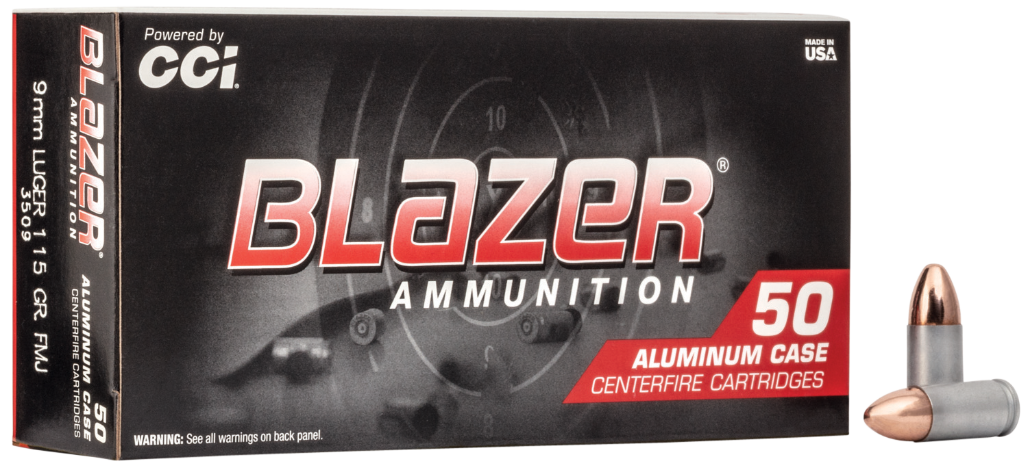 CCI 3509 Blazer Handgun 9mm Luger 115 gr FMJ50rd Bx