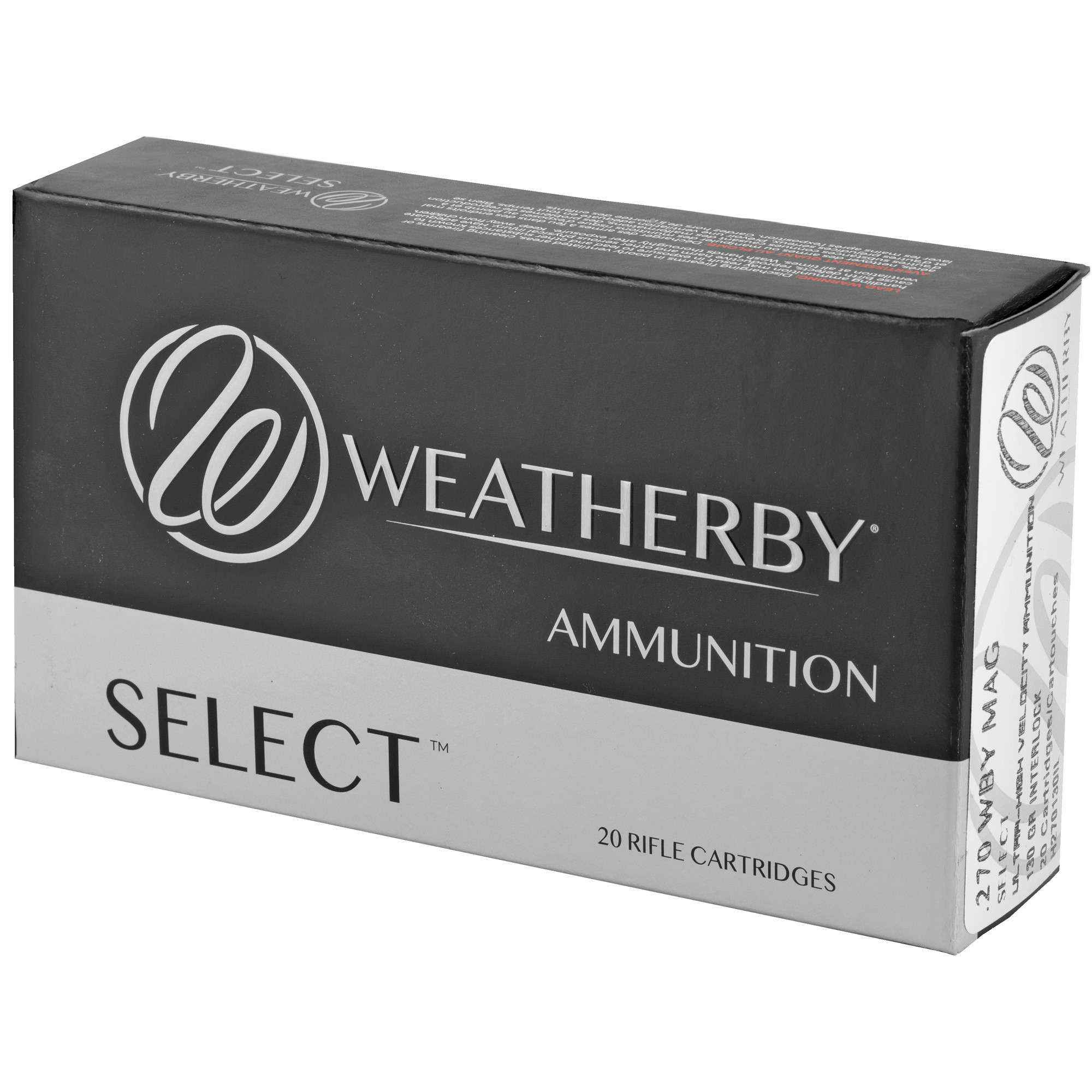 Weatherby Select Ammunition 270 Weatherby Magnum 130 Grain Hornady Interlock 20RD