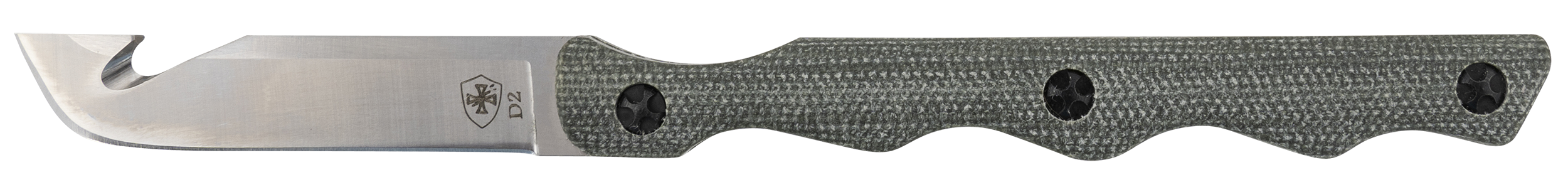 Templar Knife NTKG322 Neck2.46" Fixed Drop Point Plain Powder Coated D2 Steel Blade/ 4.22" OD Green Canvas Micarta Handle Includes Lanyard/Sheath