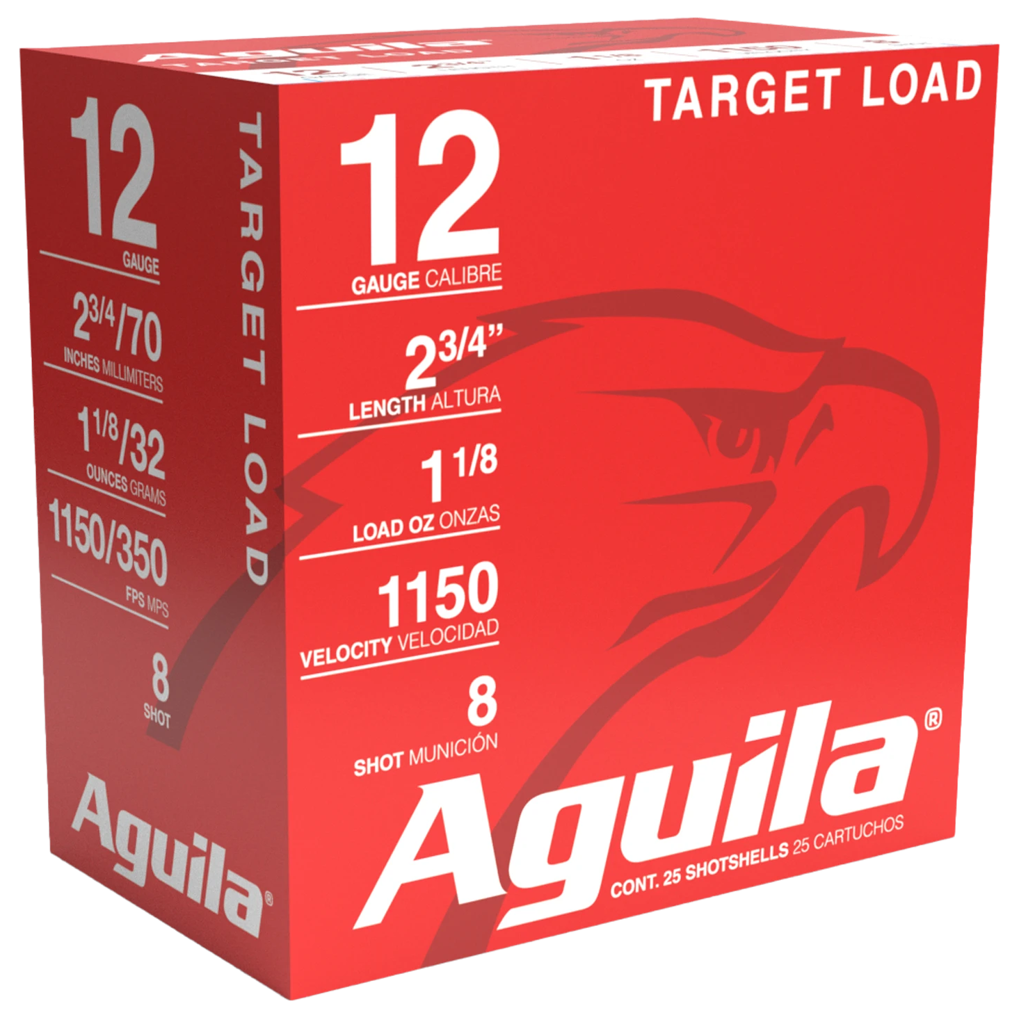 Aguila 1CHB1280 Target Load Competition 12 Gauge 2.75" 1 1/8 oz 8 Shot 25 Per Box/ 10 Cs