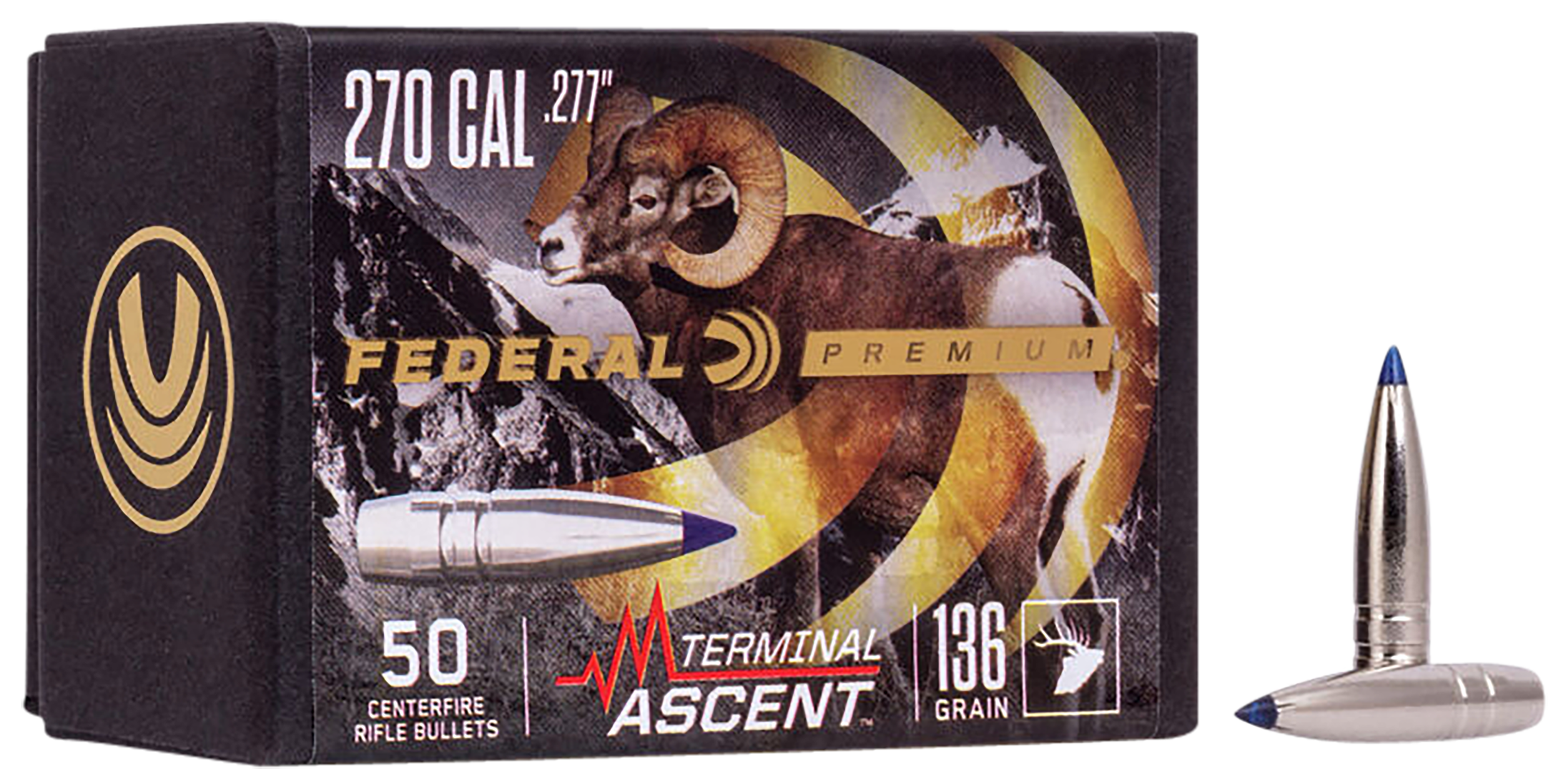 Federal PB277TA1 Therminal Ascent Component Premium 270 Win .277 136 gr Terminal Ascent 50 Per Box