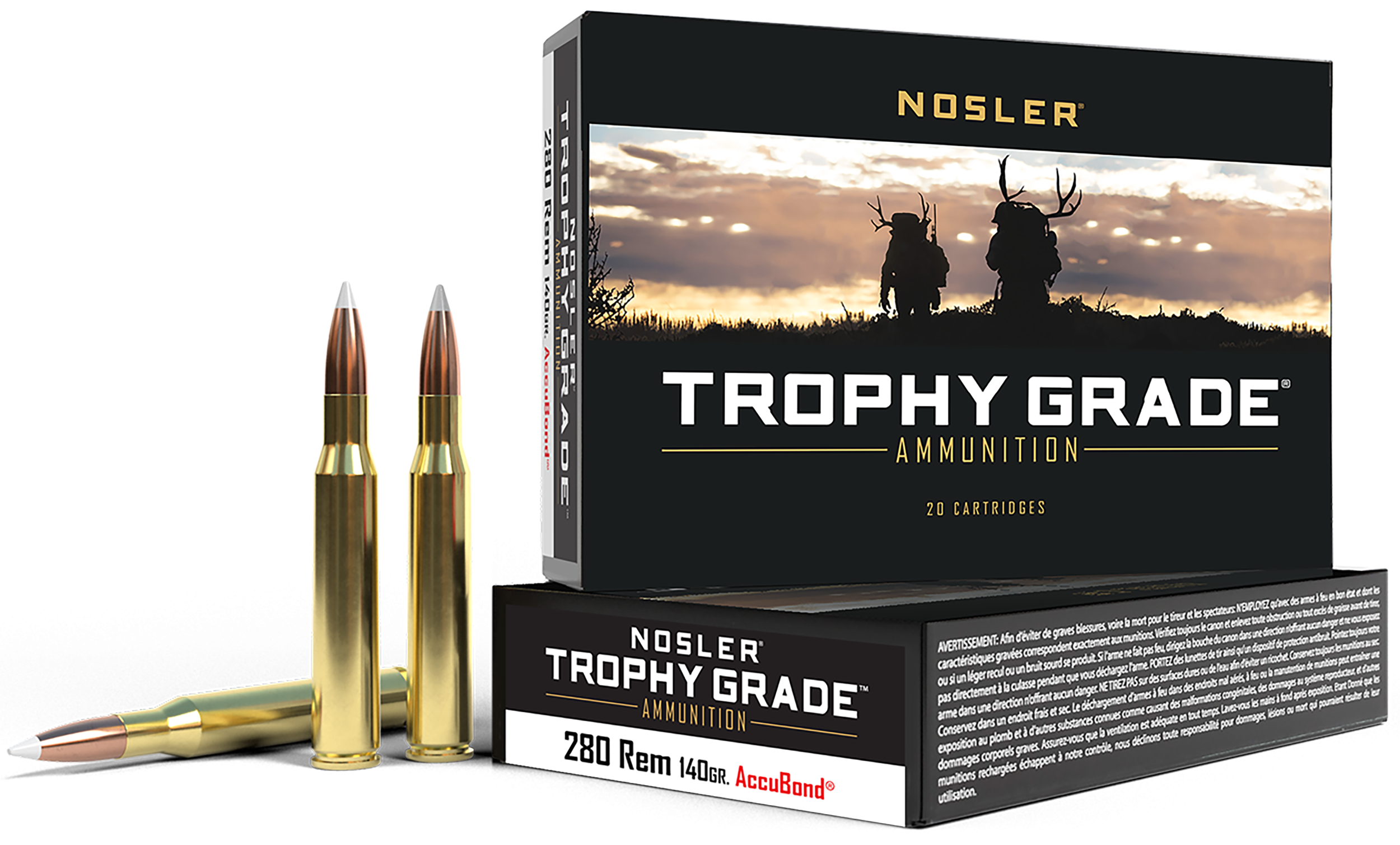 Nosler Trophy Grade Ammunition 280 Remington 140 Grain AccuBond 20RD