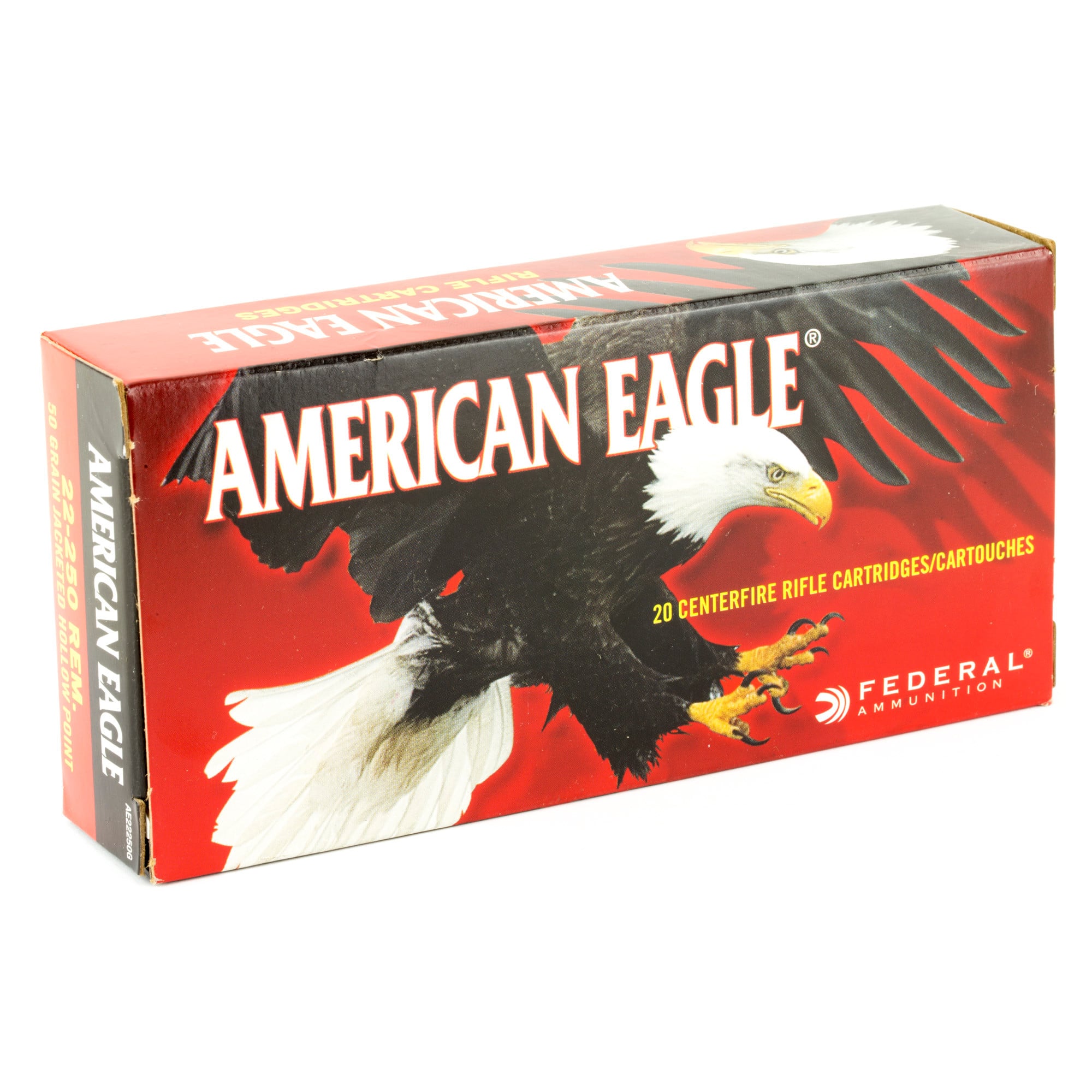 Federal AE22250G American Eagle Varmint & Predator 22-250 Rem 50 gr 3850 fps Jacketed Hollow Point (JHP) 20 Bx/10 Cs