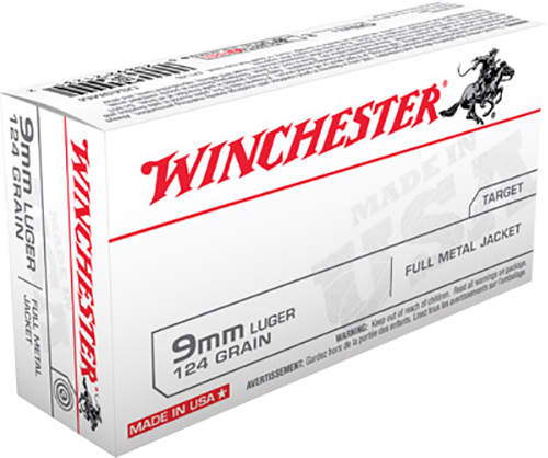 Winchester Ammo USA9MM USA Target 9mm Luger 124 gr FMJ50rd Bx