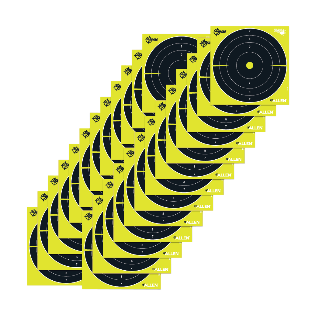 EZ-Aim 15213 Splash Reactive Target 8" Bullseye Paper Hanging Black/Yellow 25 Per Pkg
