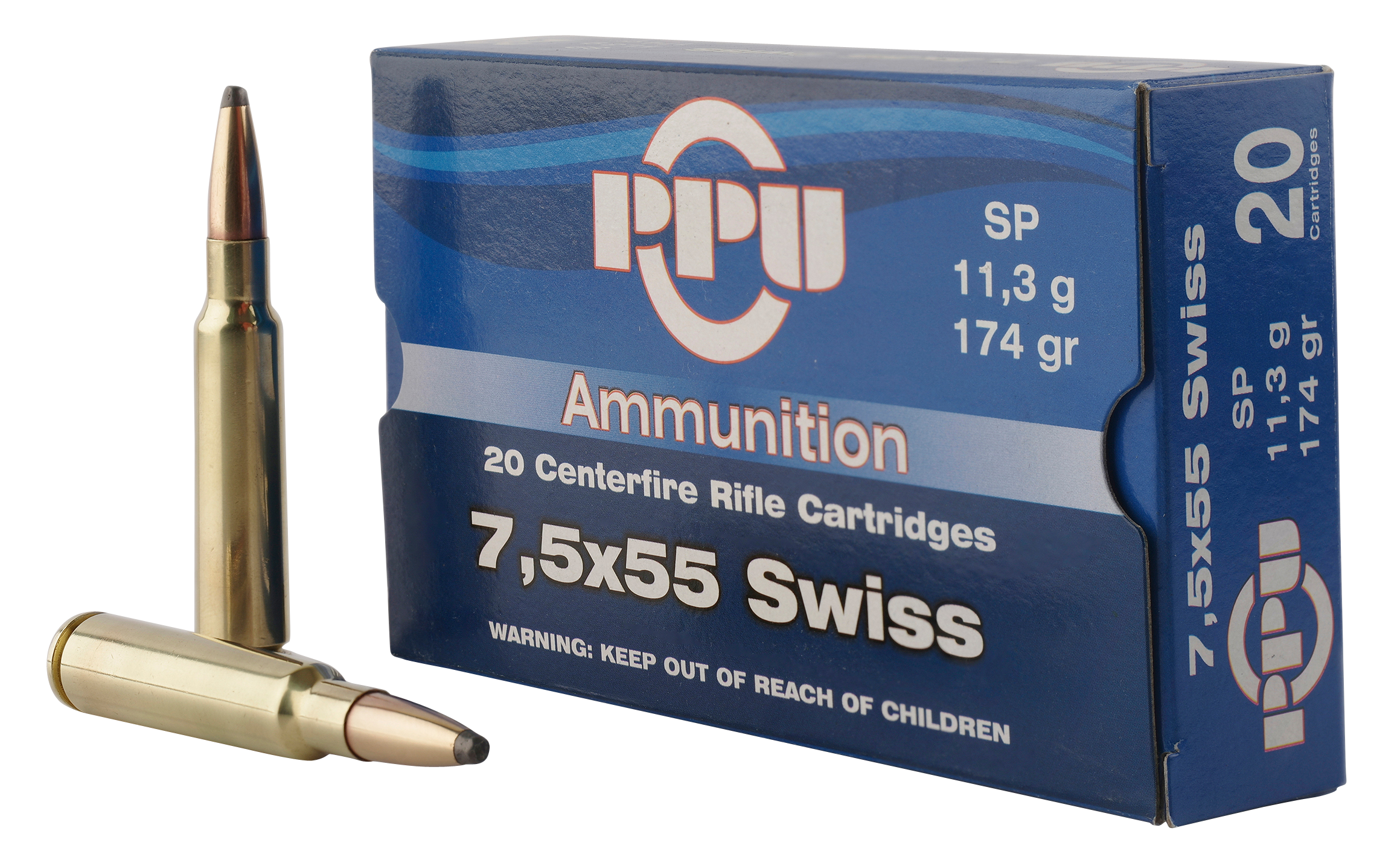 Prvi Partizan Ammunition 7.5mm Schmidt-Rubin (7.5xmm55 Swiss) 174 Grain Soft Point 20RD