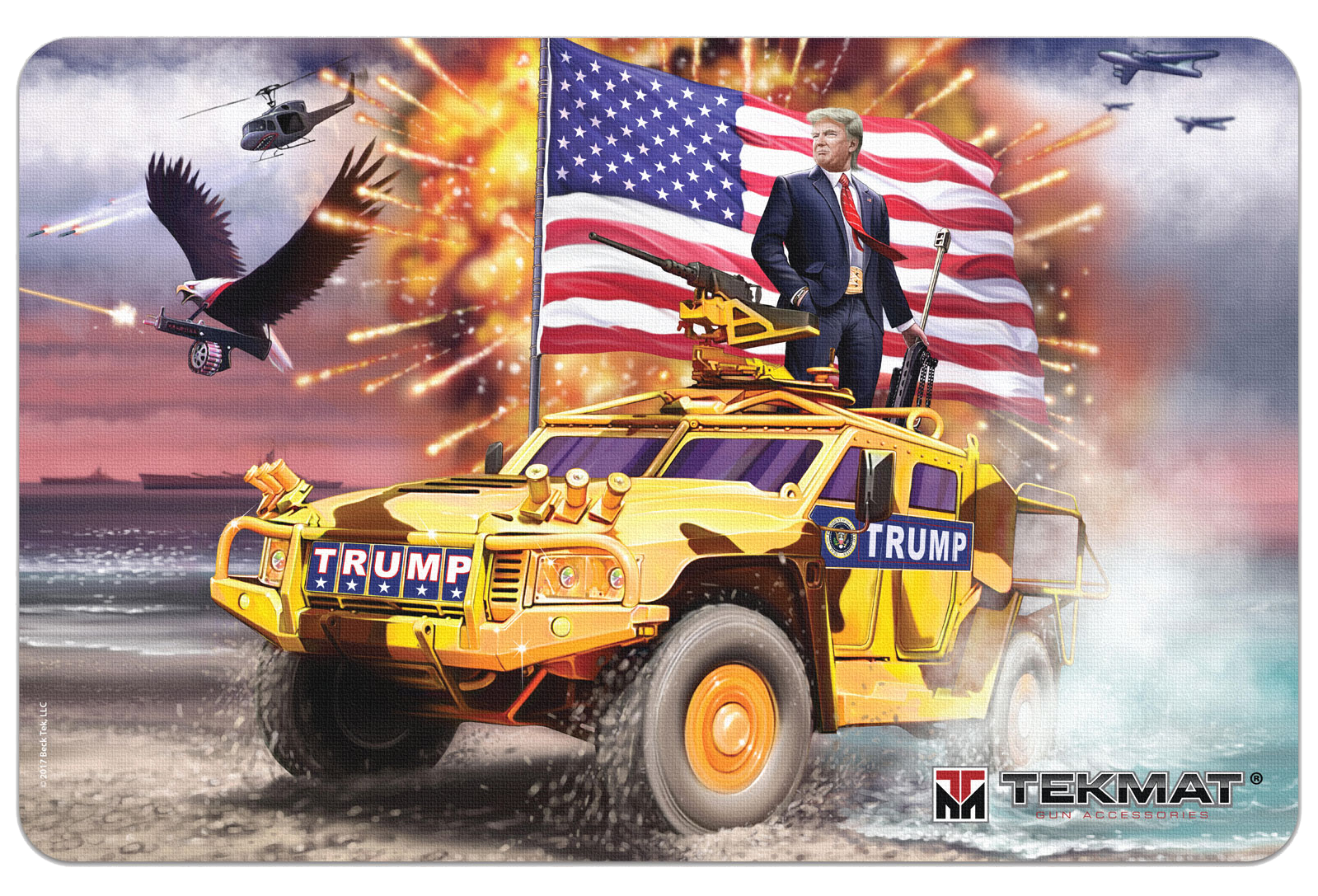 TekMat TEKR17TRUMP Trump Cleaning Mat Multi Color Rubber 17" Long Trump Freedom Portrait