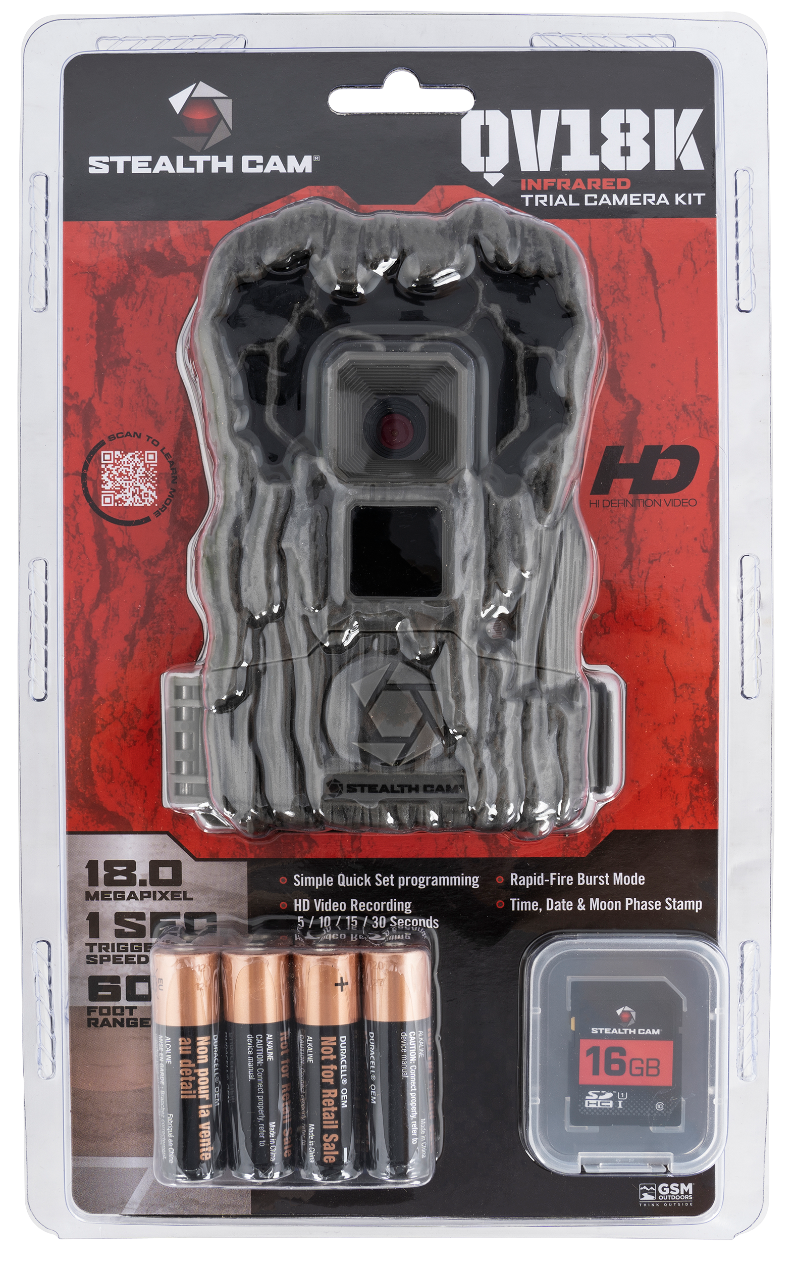 Stealth Cam STCQV18K QV18 Combo Brown 18MP Image Resolution, Low Glow Flash, Up to 32GB SD Card Memory, Features Integrated Python Provision Lock Latch