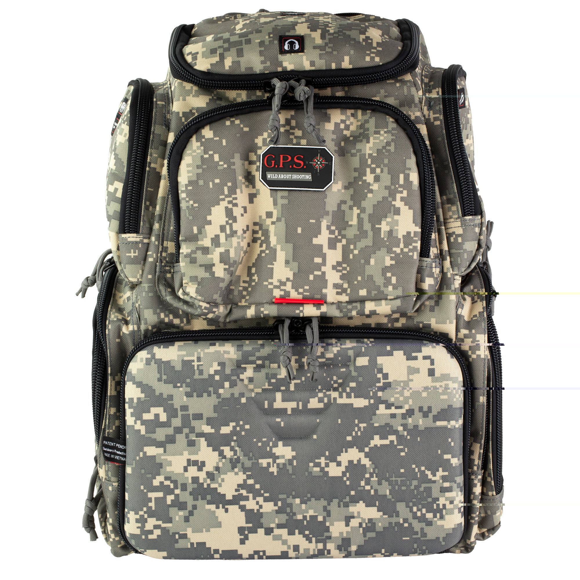 GPS Bags 1711BPDC Handgunner Backpack 1000D Nylon Fall Digital Camo with Foam Cradle Holds 4 Medium Handguns, Mag Pockets, Pull-Out Rain Cover & Visual ID Storage System