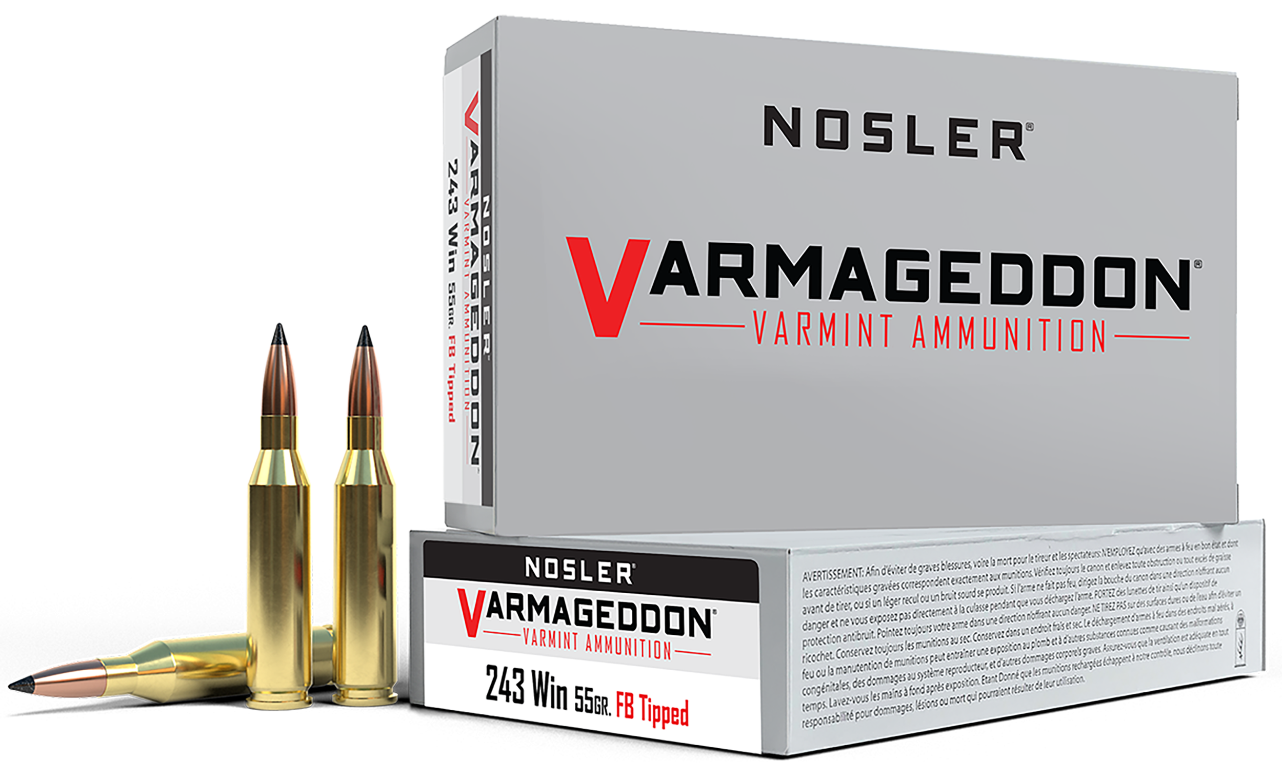 Nosler 65165 Varmageddon Varmint 243 Win 55 gr Flat Base Tipped (FBT) 20 Per Box/ 10 Cs