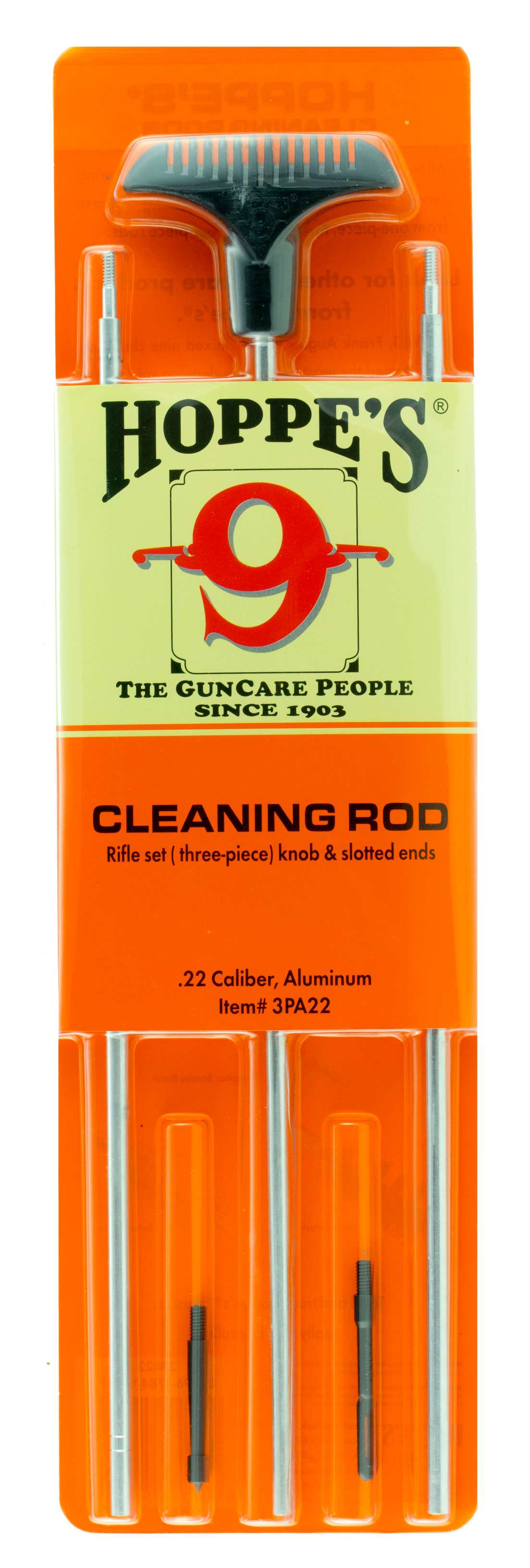 Hoppe's 3PA22 Rifle Cleaning Rod 22 Cal 34.50" w/ Swivel Handle