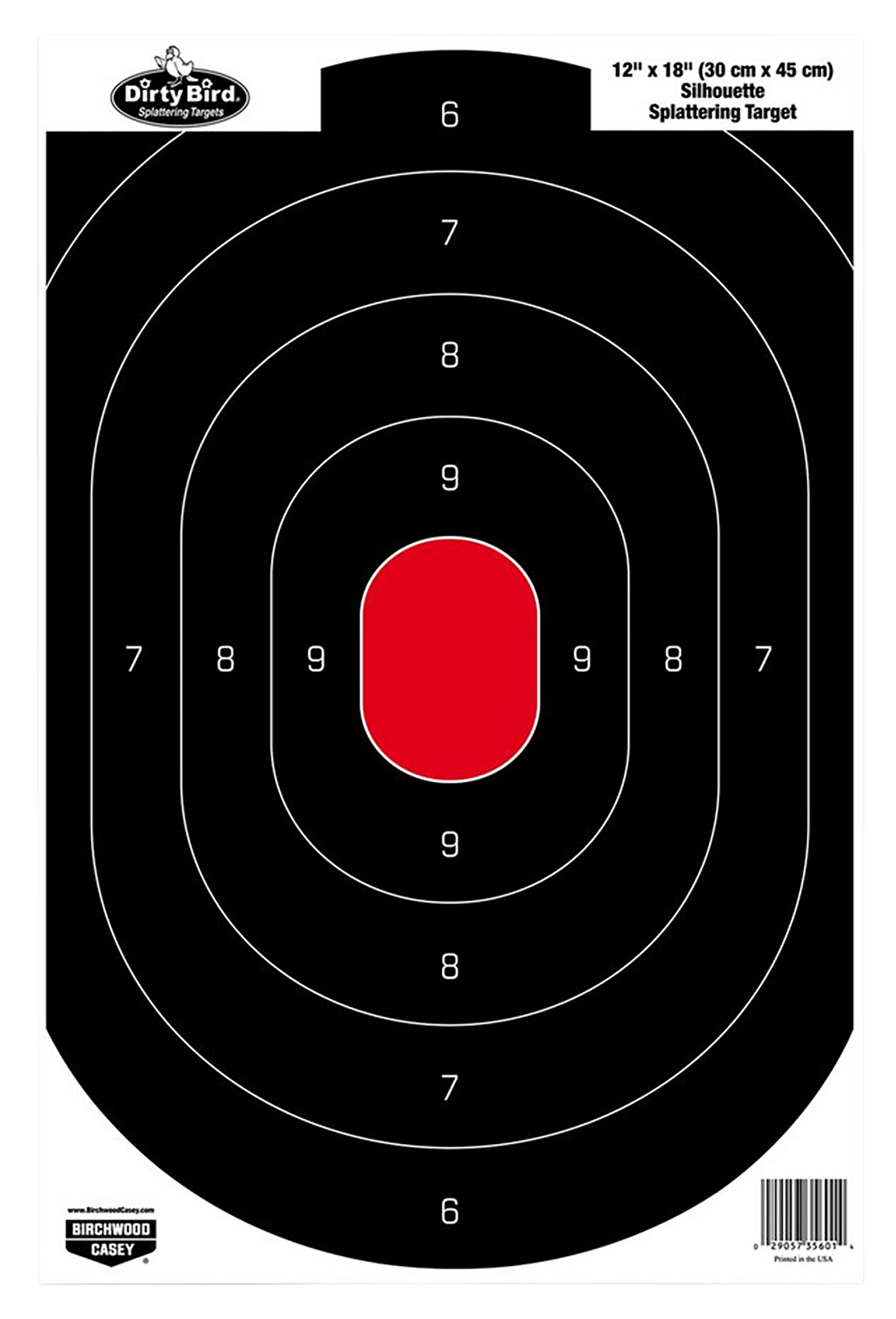 Birchwood Casey 35601 Dirty BirdSilhouette Tagboard Hanging Pistol 12" x 18" Black/Red 100 Per Pkg