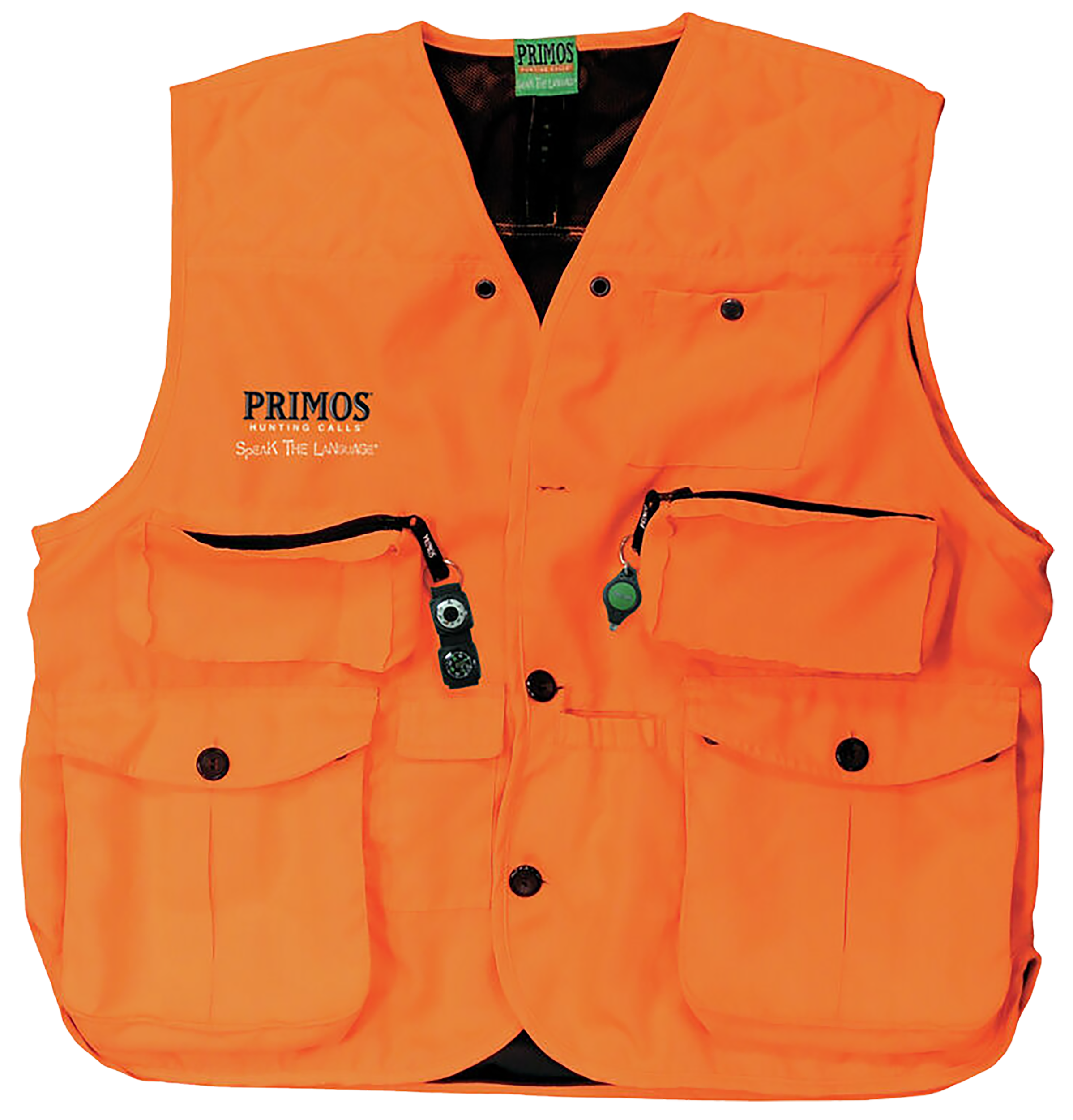Primos 65705 Gunhunter's Hunting Vest 3XL Blaze Orange Features Compass & LED Light