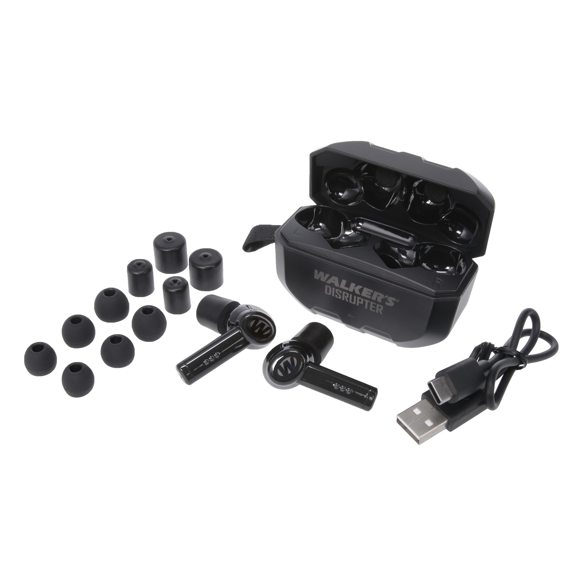 Walker's Disrupter Electronic Bluetooth Ear Plugs with Active Noise Cancellation (NRR 24dB) Black