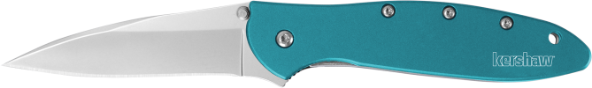 Kershaw 1660TEAL Leek3" Folding Drop Point Plain Bead Blasted 14C28N Steel Blade Teal Anodized Aluminum Handle Includes Pocket Clip