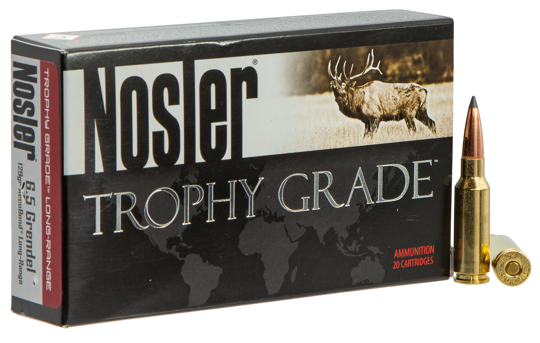 Nosler Trophy Grade Ammunition 6.5 Grendel 129 Grain AccuBond Long Range 20RD