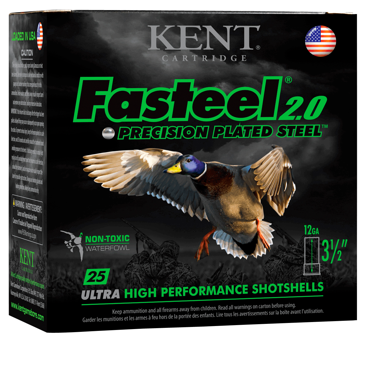 Kent Cartridge K1235FS403 Fasteel 2.0 Waterfowl 12 Gauge 3.50" 1 3/8 oz 3 Shot 25 Per Box/ 10 Cs