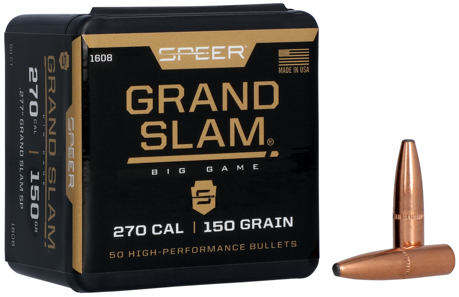 Speer Grand Slam Bullets 270 Caliber (277 Diameter) 150 Grain Jacketed Soft Point Box of 50