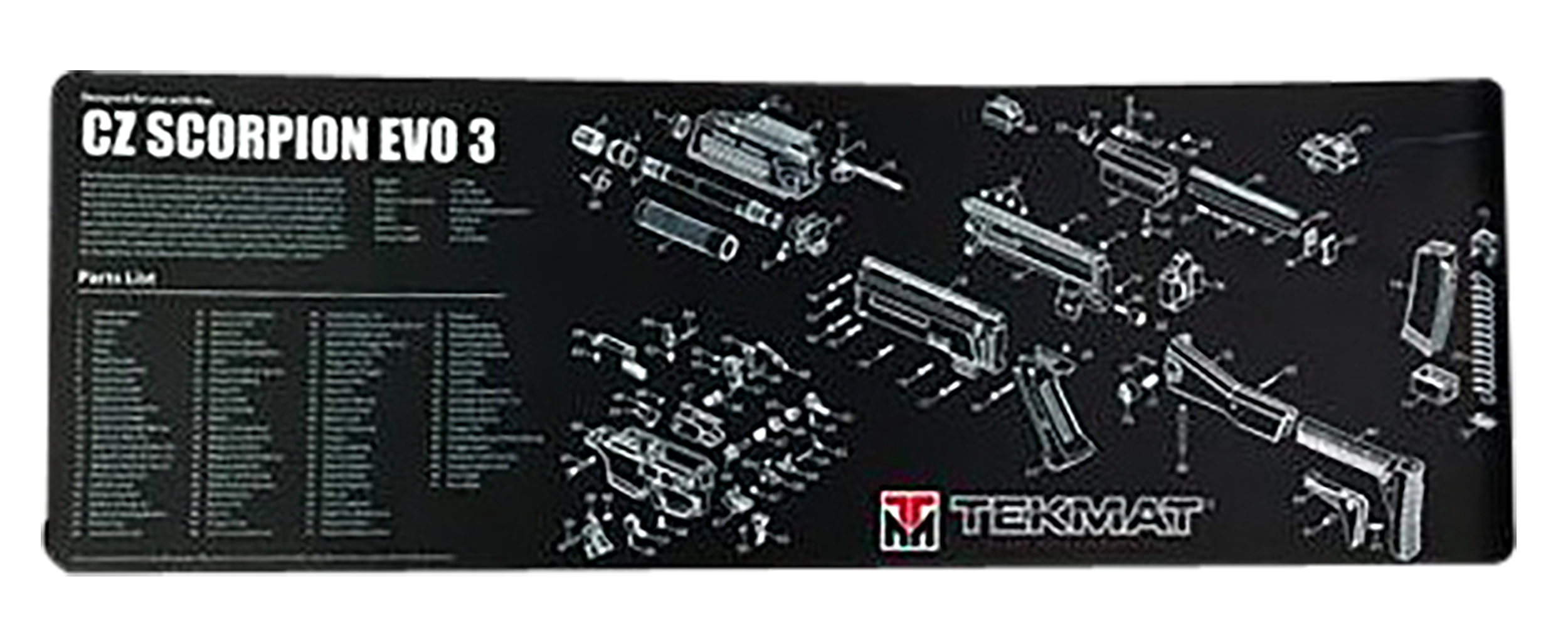 TekMat TEKR36CZSCORPION CZ Scorpion EVO 3 Cleaning Mat Black/Gray Thermoplastic Fiber Top w/Vulcanized Rubber Back 36" x 12" CZ Scorpion EVO 3 Parts Diagram Illustration