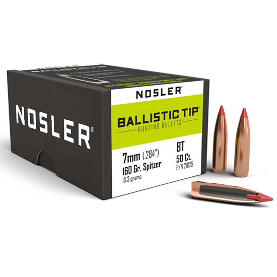 Nosler Ballistic Tip Hunting Bullets 284 Caliber, 7mm (284 Diameter) 160 Grain Spitzer Box of 50
