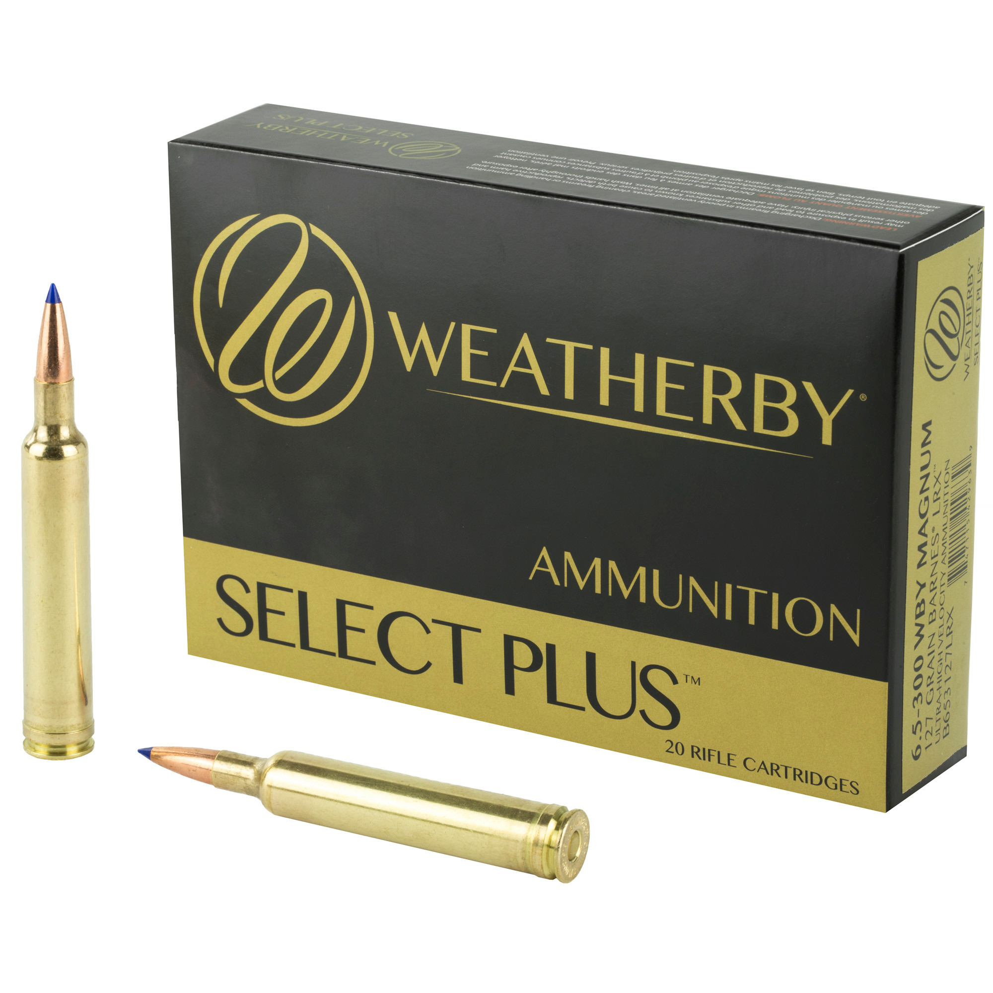 Weatherby Select Plus Ammunition 6.5-300 Weatherby Magnum 127 Grain Barnes LRX Polymer Tipped Boat Tail Lead-Free 20RD