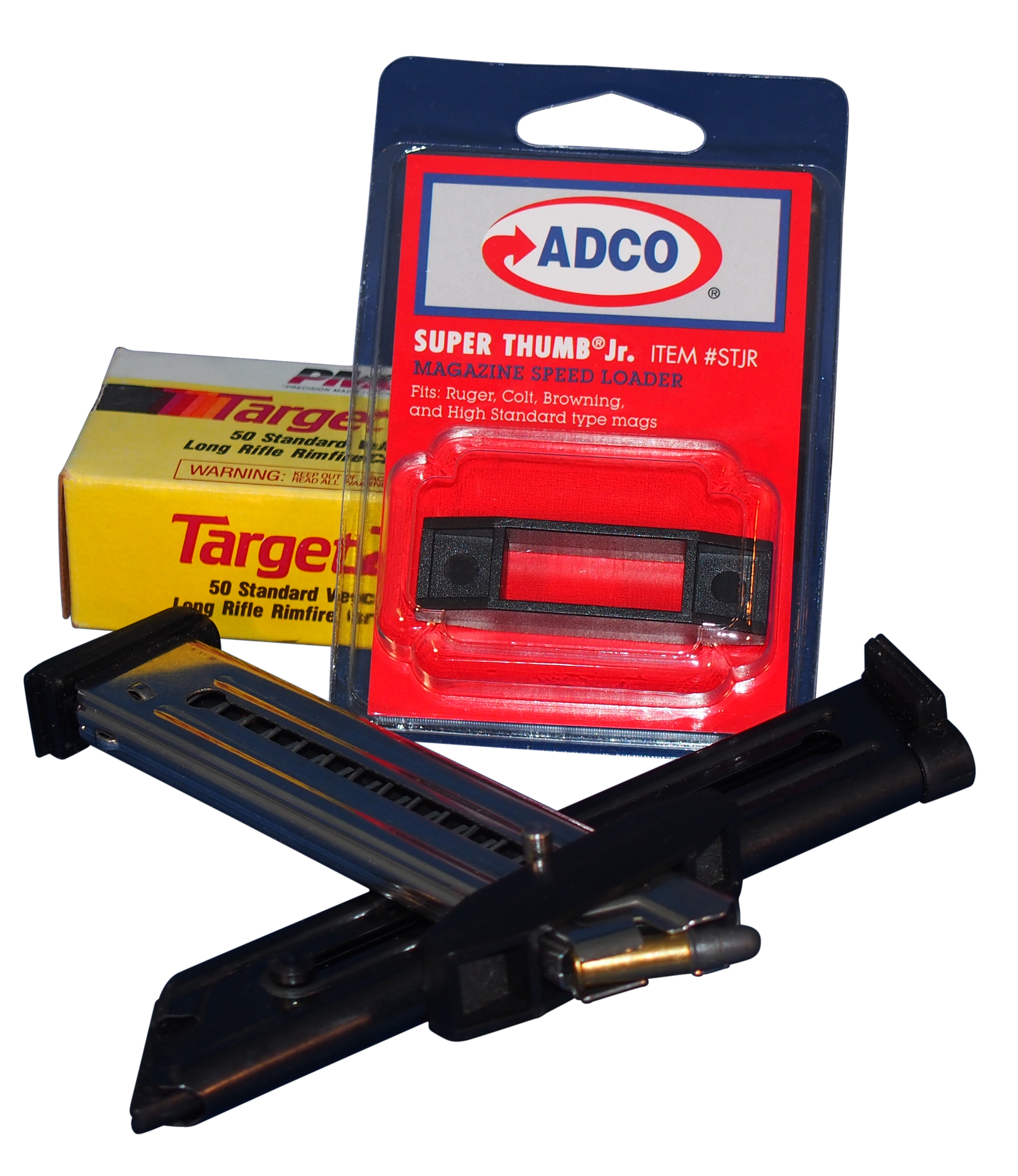 ADCO STJR Super Thumb JR Mag Loader Fits .22 Caliber Target Pistols From Ruger, Colt, Browning, High Standard, S&W 22A/S & Beretta U22 Neos