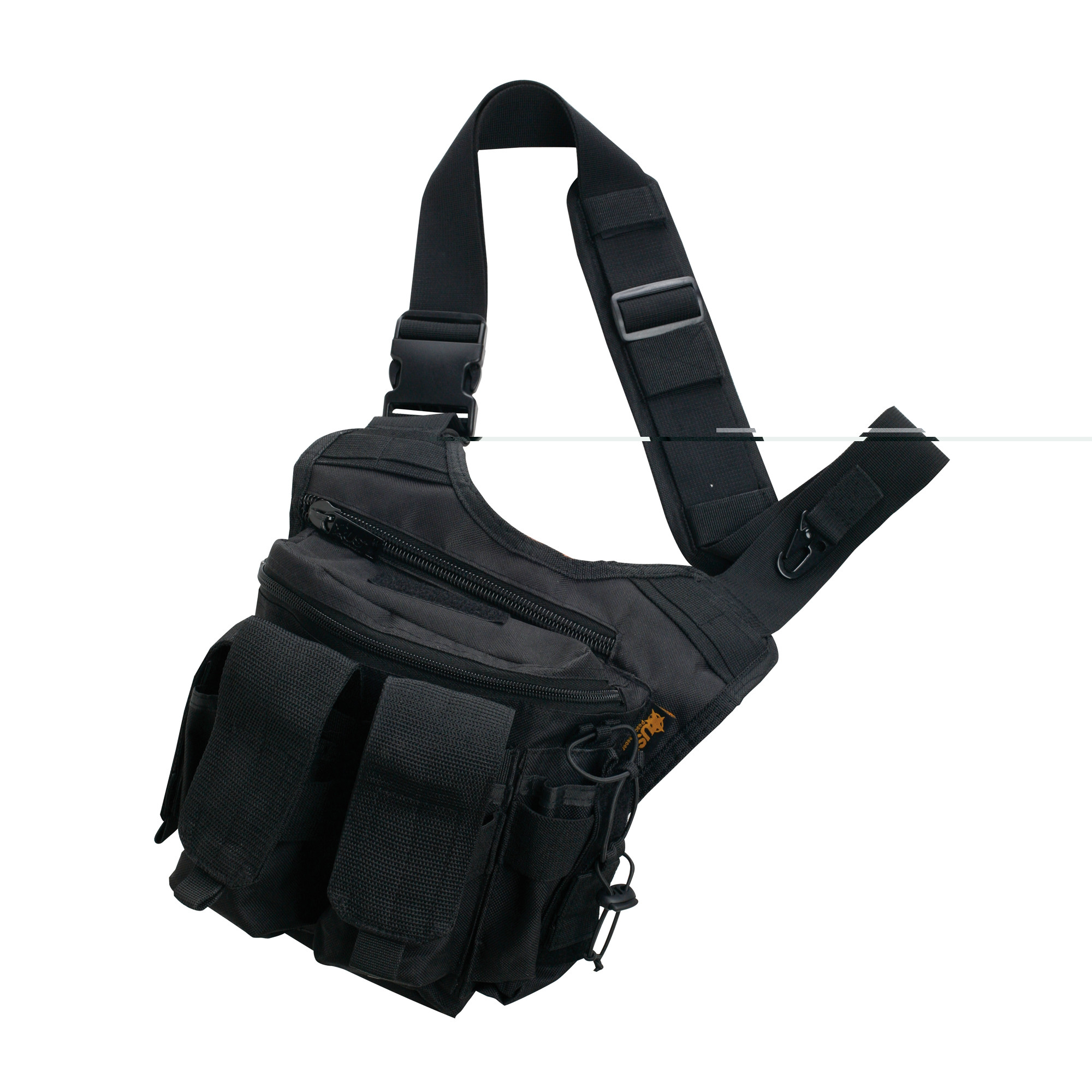 US PeaceKeeper P20307 Rapid Deployment PackWater Resistant Shoulder Sling Black 600D Polyester with Front-Locking Buckle, Concealed Zipper Pocket & External Pouches 7.50" L x 8.50" H x 2.50" D Interior Dimensions