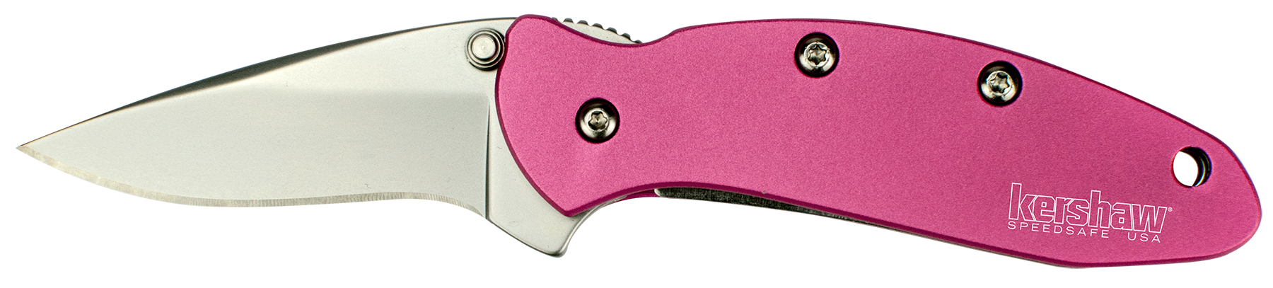 Kershaw 1600PINK Chive1.90" Folding Drop Point Plain Bead Blasted 420HC SS Blade Pink Anodized Aluminum Handle Includes Pocket Clip
