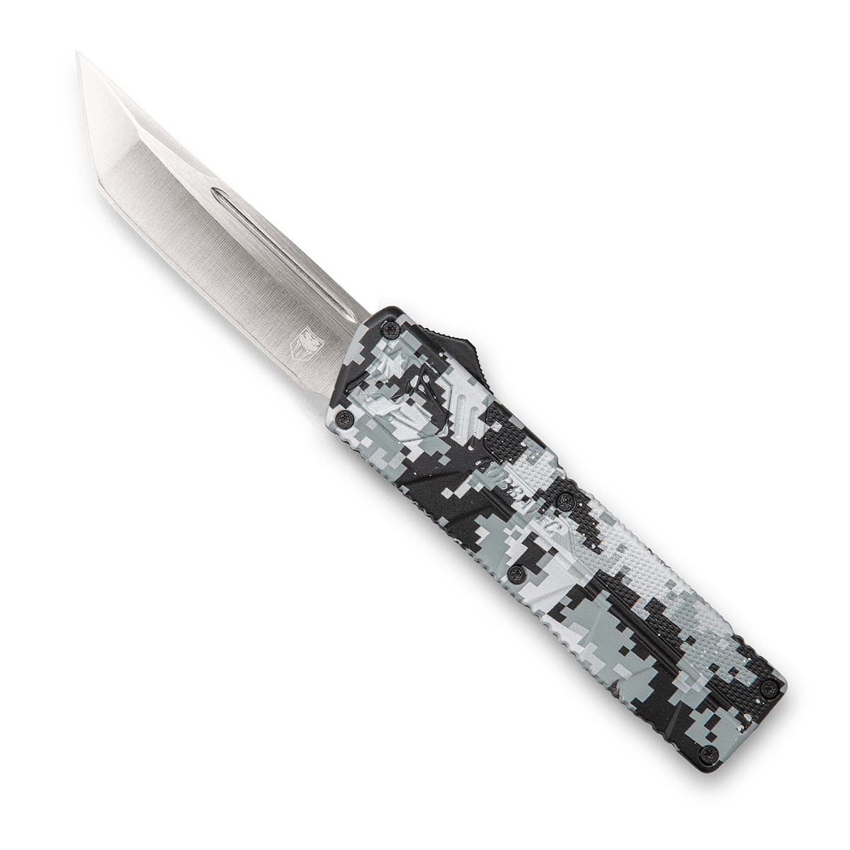 CobraTec Knives WDCCTLETNS Lightweight3.25" OTF Tanto Plain D2 Steel Blade/Winter Digi Camo Aluminum Handle Includes Pocket Clip