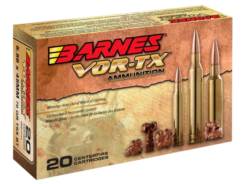 Barnes VOR-TX Ammunition 5.56x45mm NATO 70 Grain TSX Hollow Point Boat Tail Lead-Free 20RD