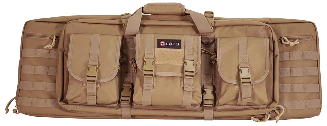 GPS Bags DRC36FDE Double36" Flat Dark Earth 600D Polyester with 2 Padded Pistol Sleeves, MOLLE Webbing & Lockable Zippers